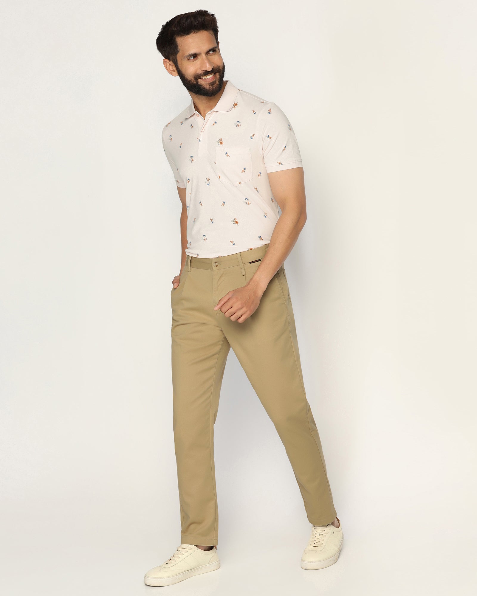 Sneaker Fit Casual Khaki Solid Khakis - Hudson