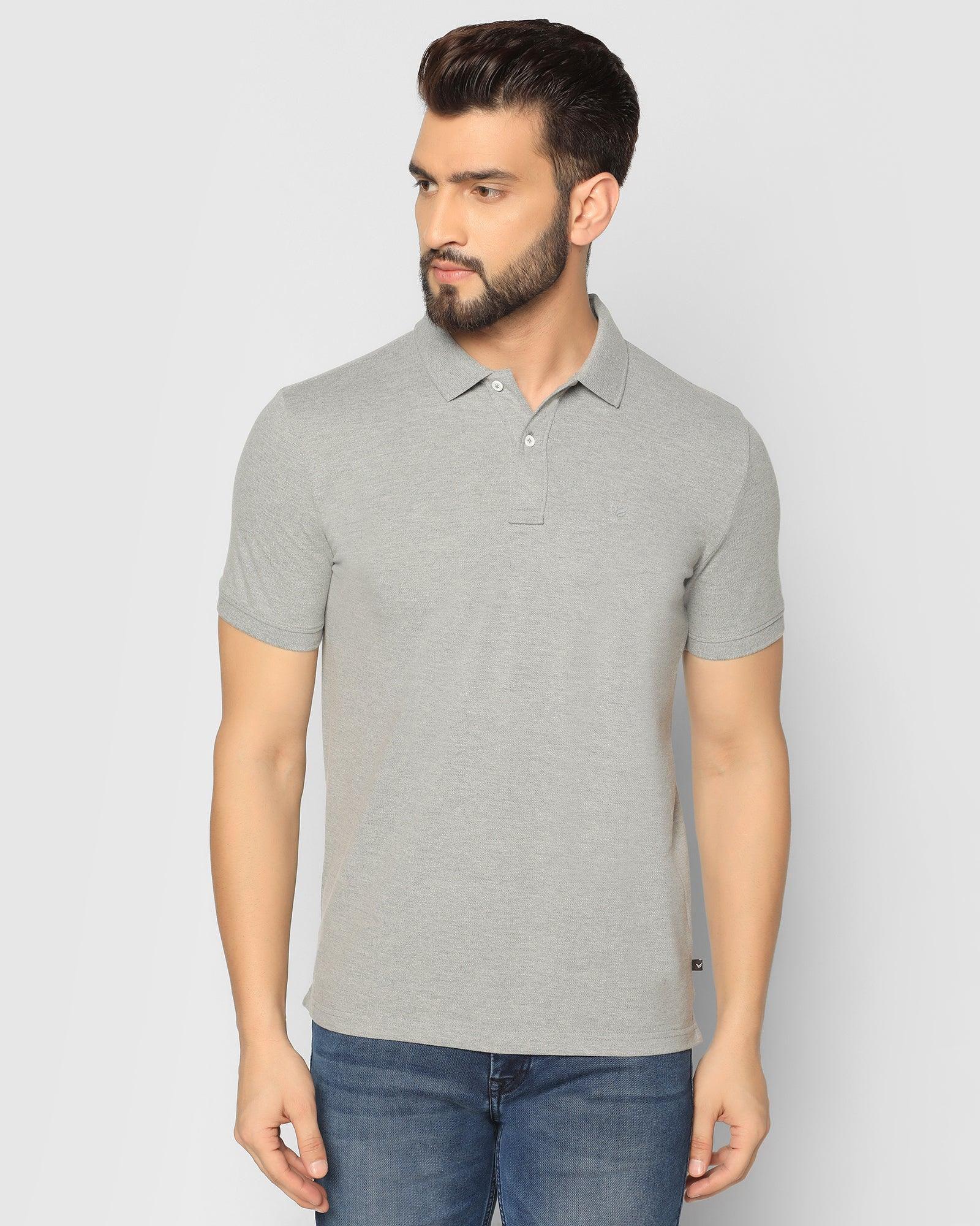 Polo T Shirt In Charcoal Grey (Bright) - Blackberrys
