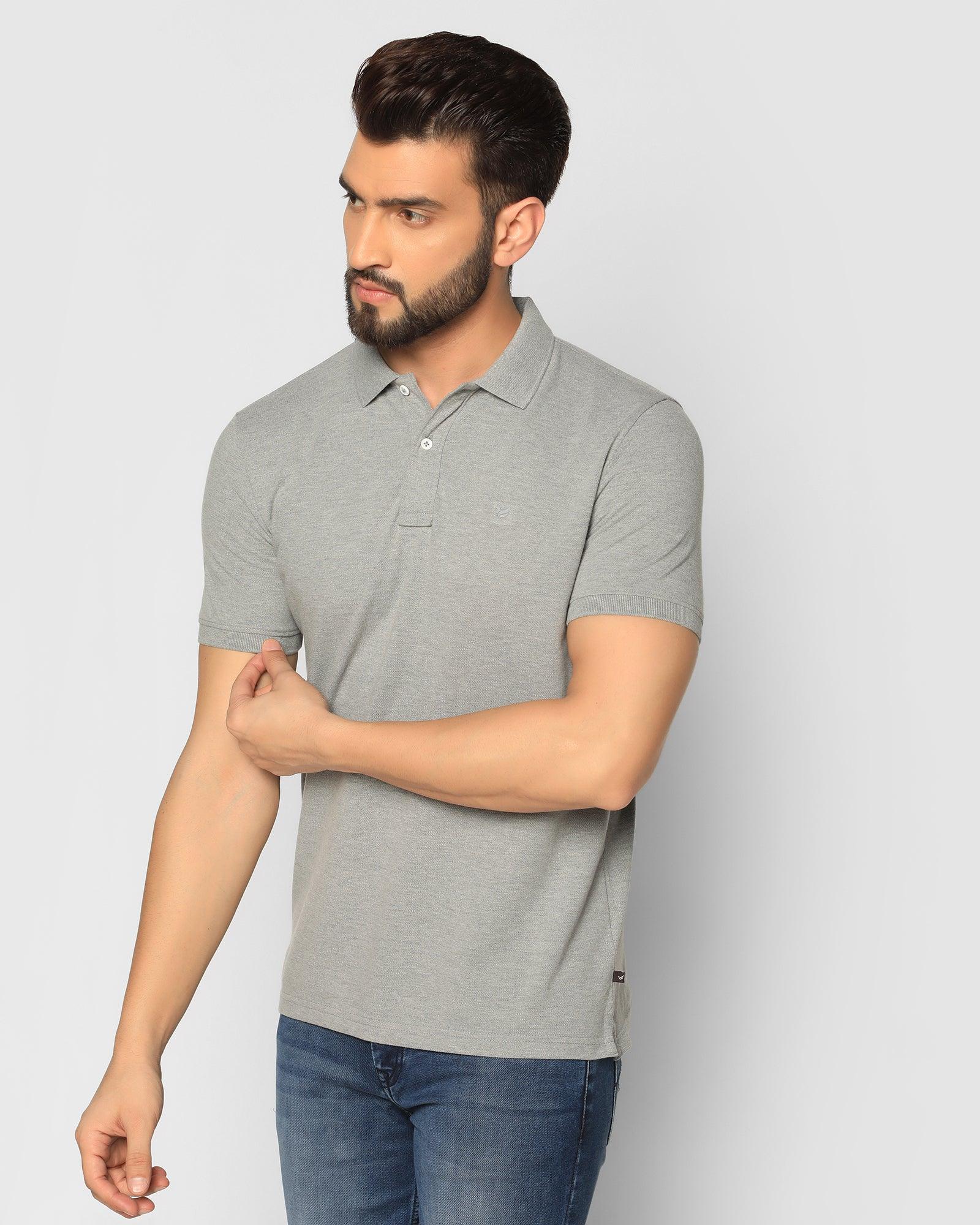 Polo T Shirt In Charcoal Grey (Bright) - Blackberrys
