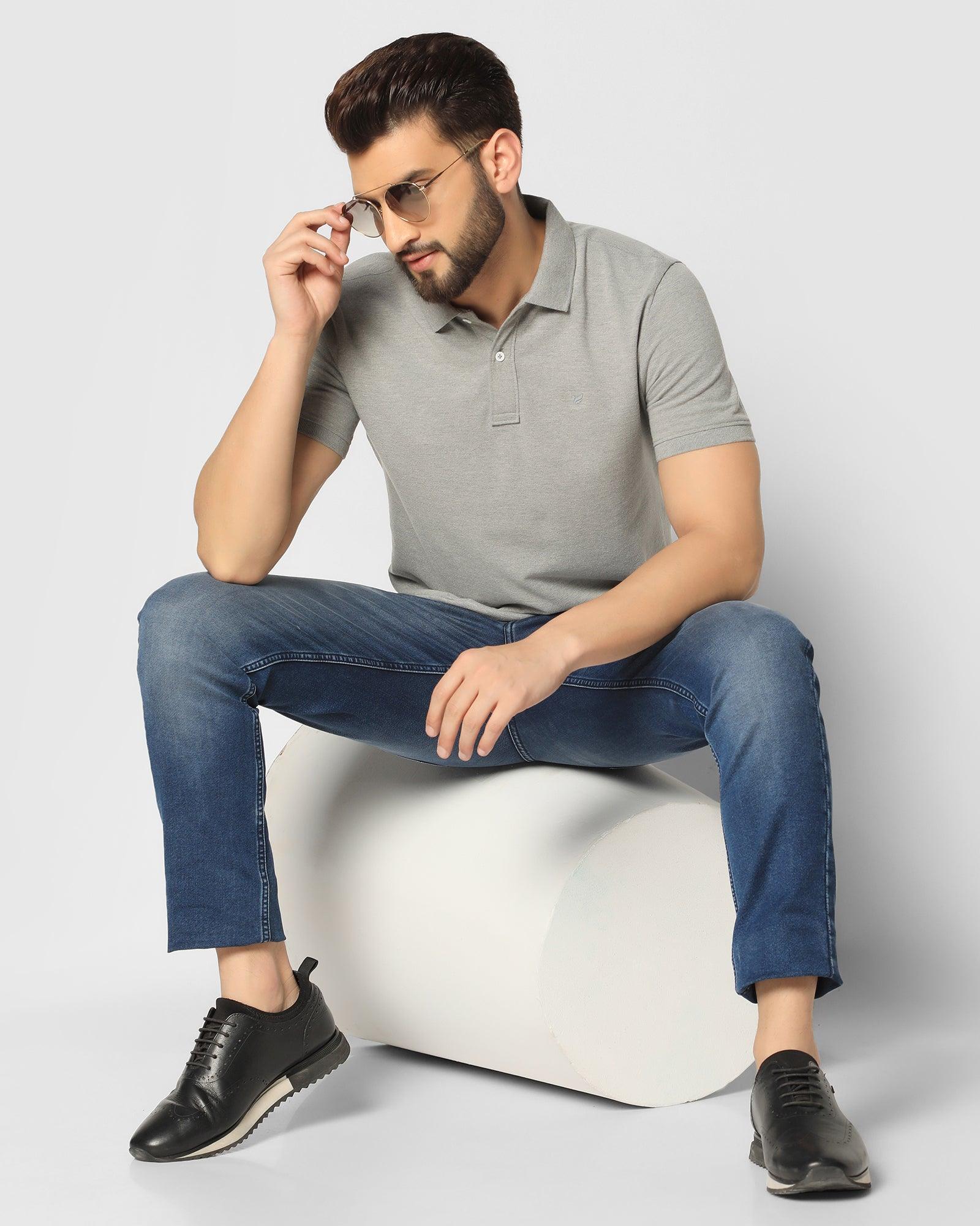 Polo T Shirt In Charcoal Grey (Bright) - Blackberrys