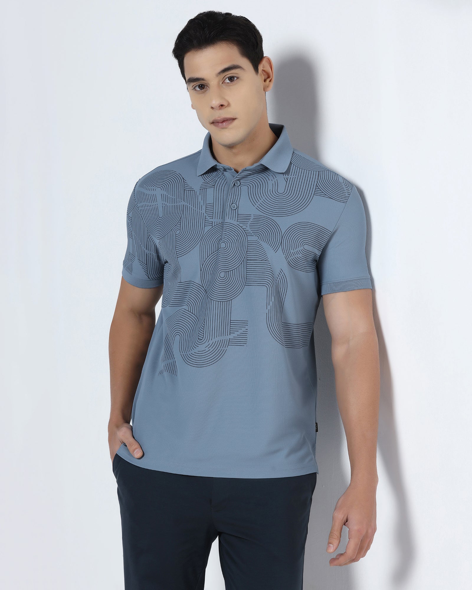 Steel Blue TechPro Printed Polo - Neville