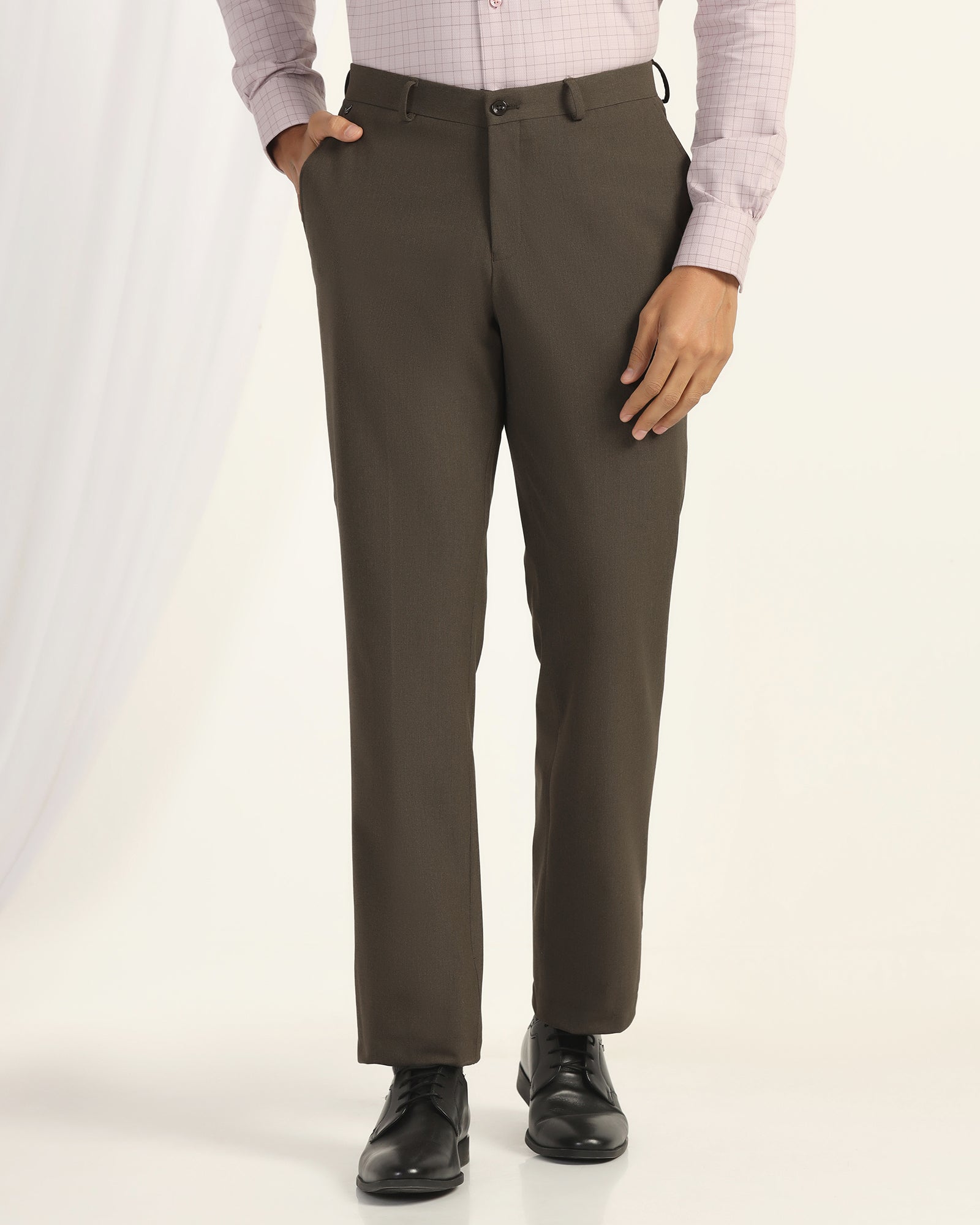 Straight B-90 Formal Brown Solid Trouser - Jonny