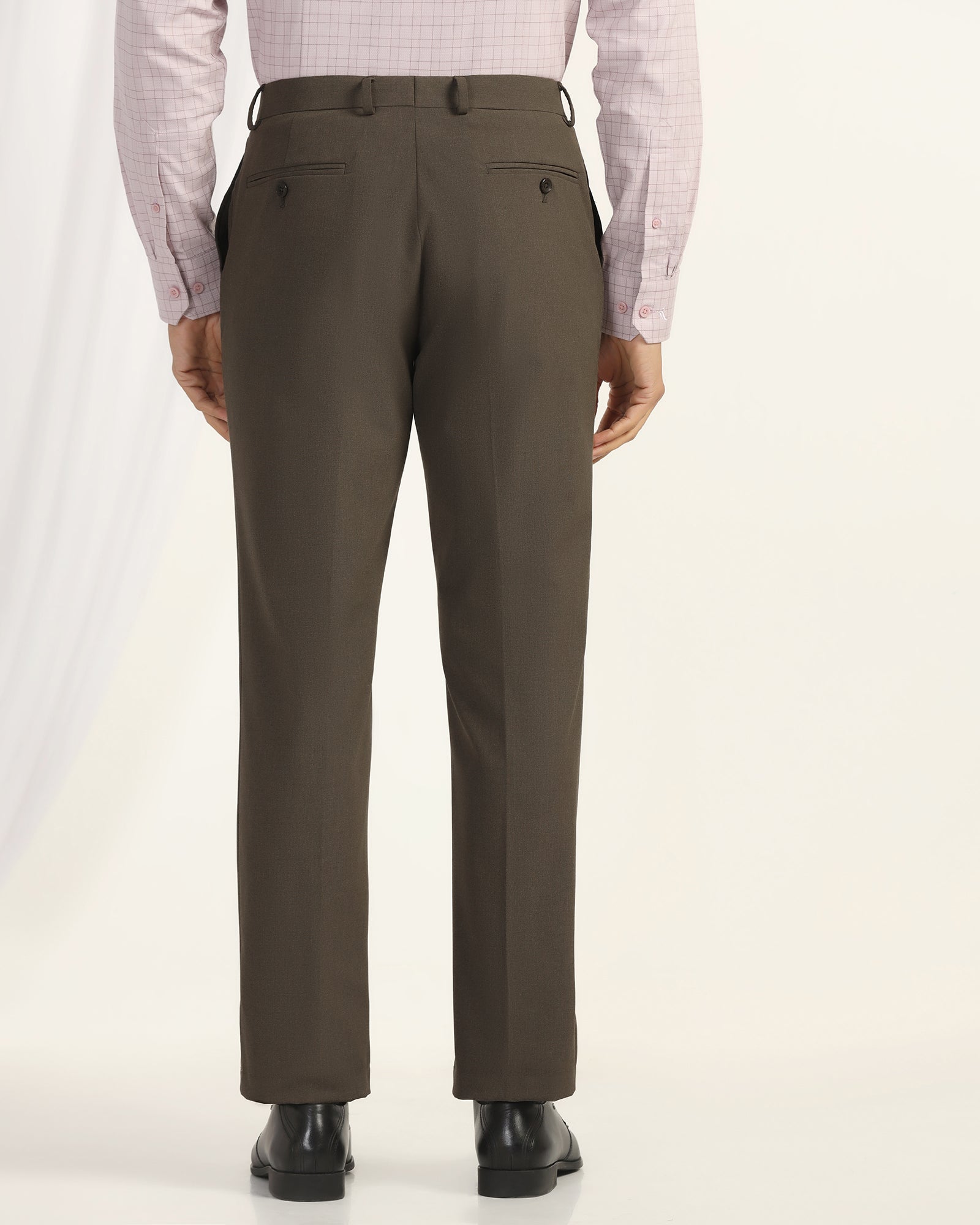 Straight B-90 Formal Brown Solid Trouser - Jonny