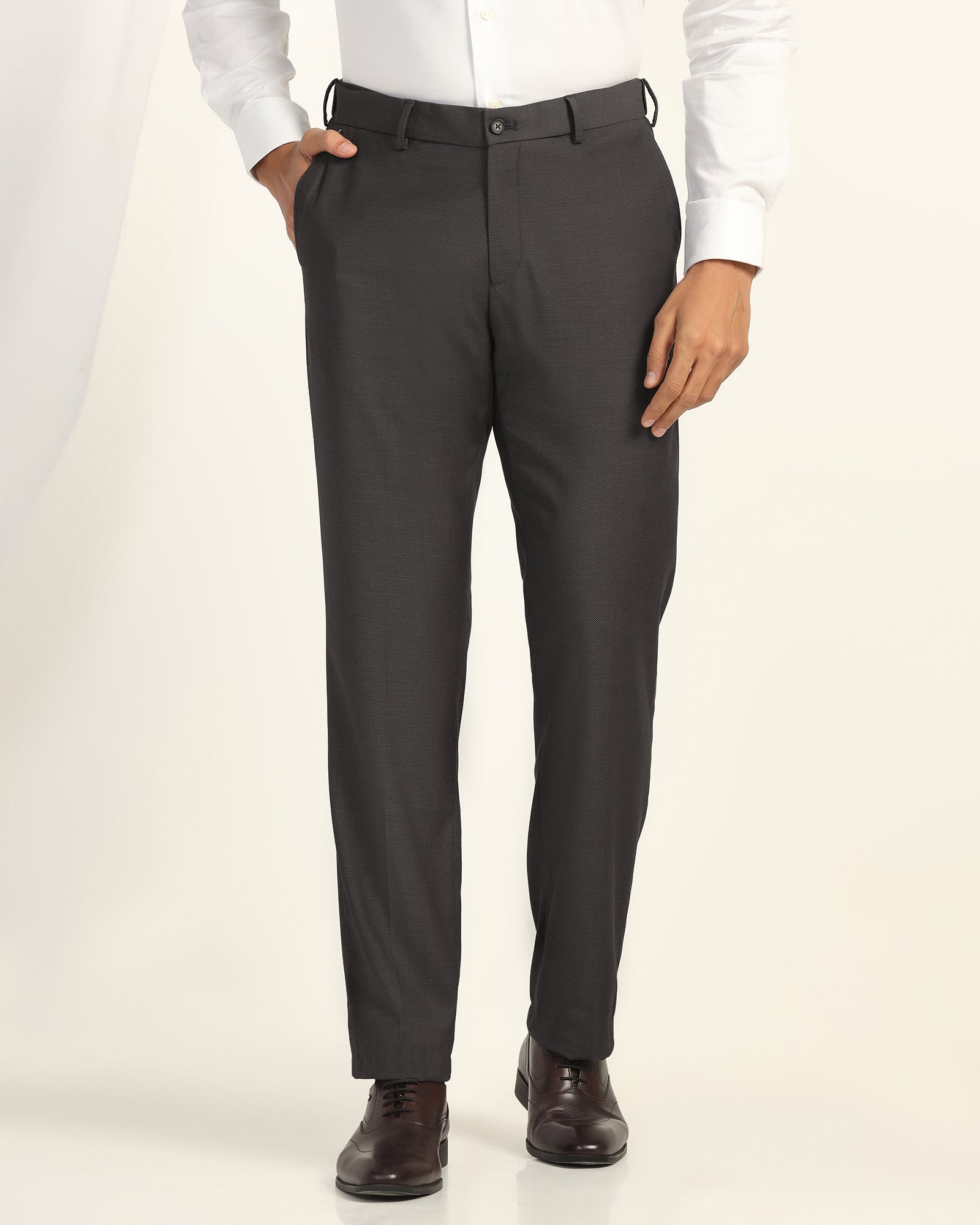 Straight B-90 Formal Charcoal Textured Trouser - Otto