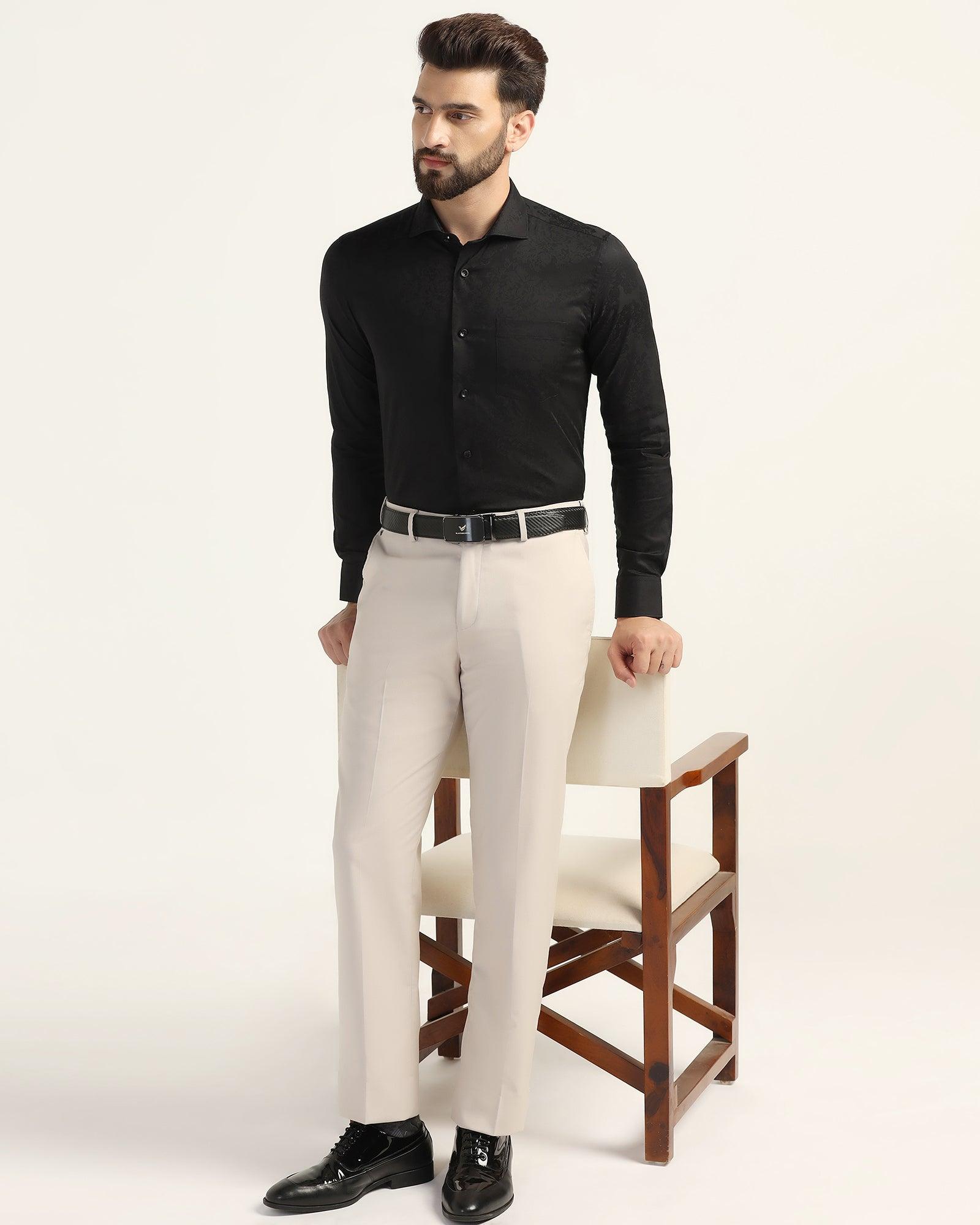 Straight B-90 Formal Beige Textured Trouser - Mazda