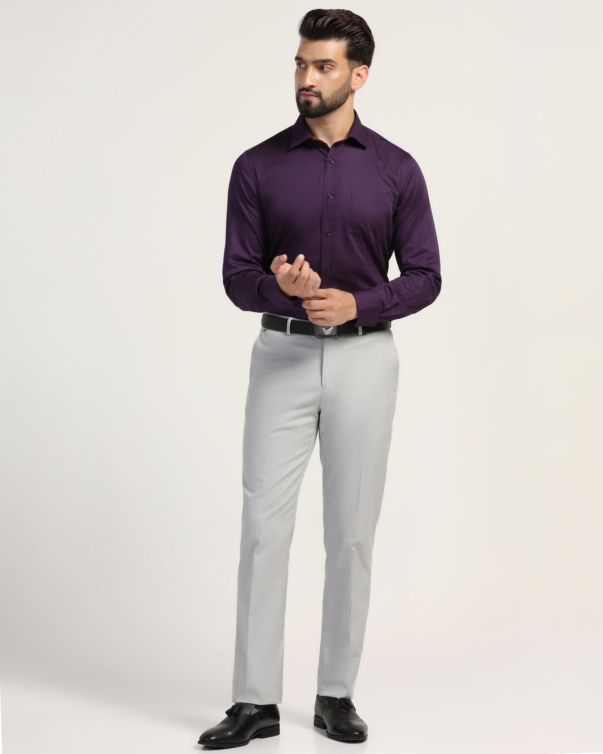 Straight B-90 Formal Light Grey Solid Trouser Hurricane