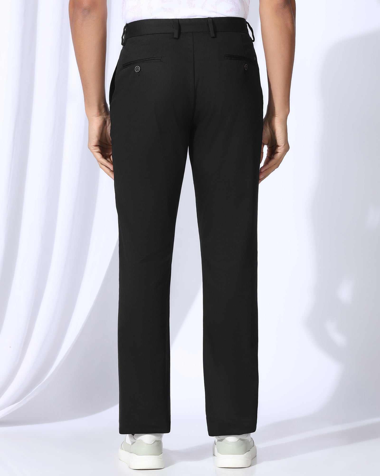 Straight B-90 Casual Black Solid Khakis - Martin