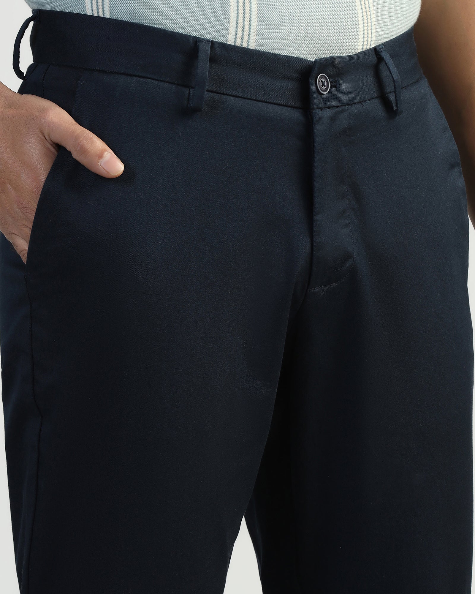 Straight B-90 Casual Navy Solid Khakis - Martin