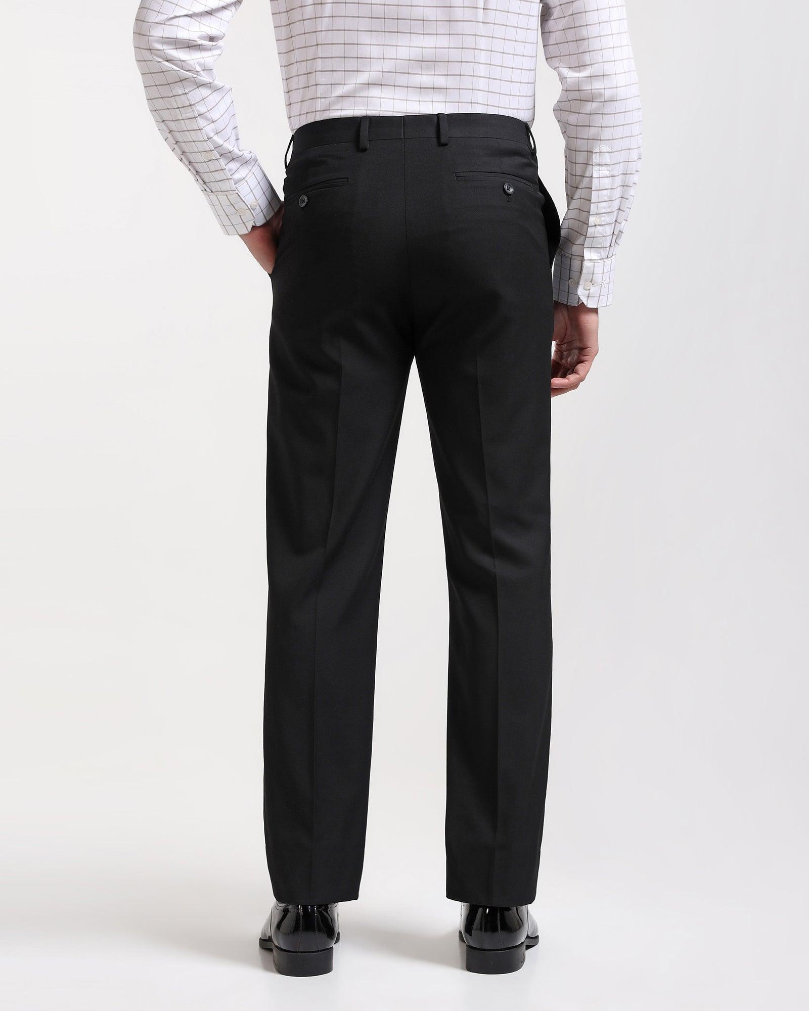 Straight B-90 Formal Black Solid Trouser - Himalayan - Blackberrys