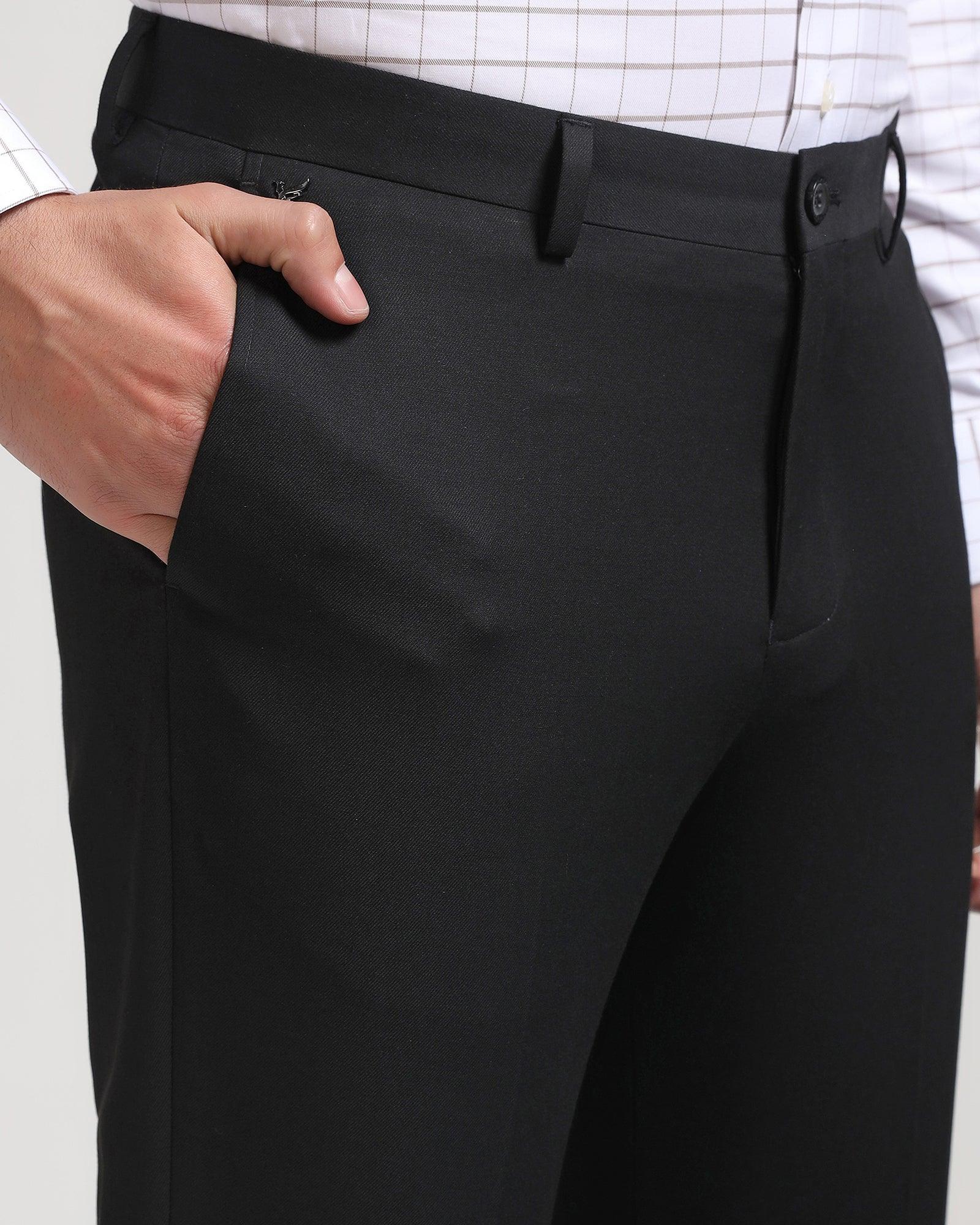Straight B-90 Formal Black Solid Trouser - Himalayan - Blackberrys