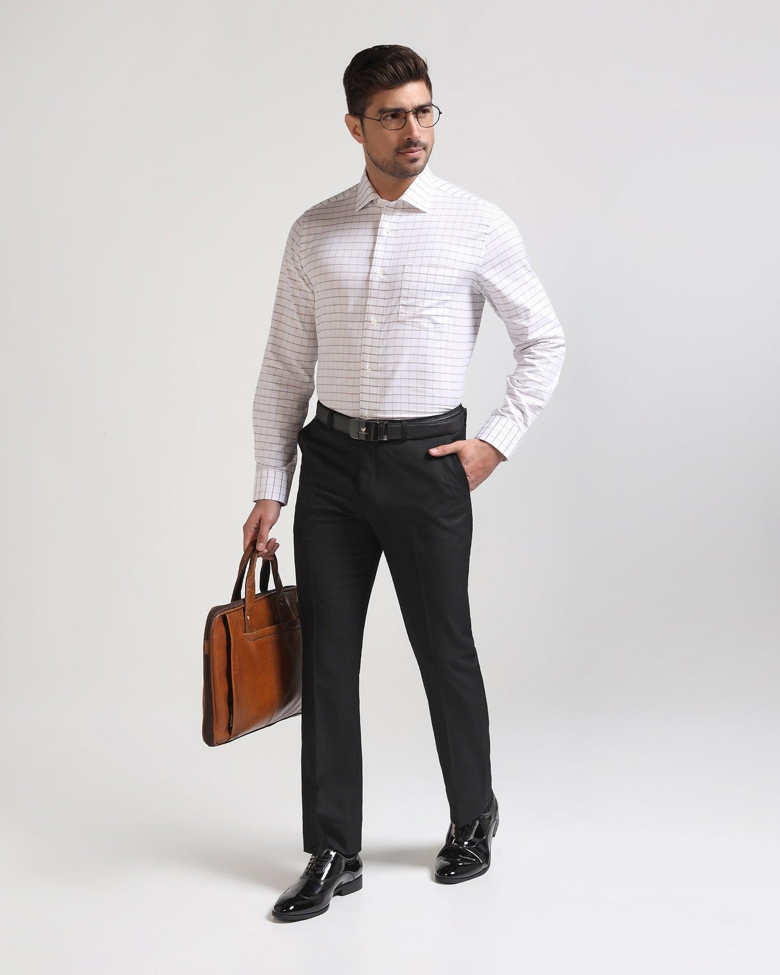 Straight B-90 Formal Black Solid Trouser - Himalayan - Blackberrys