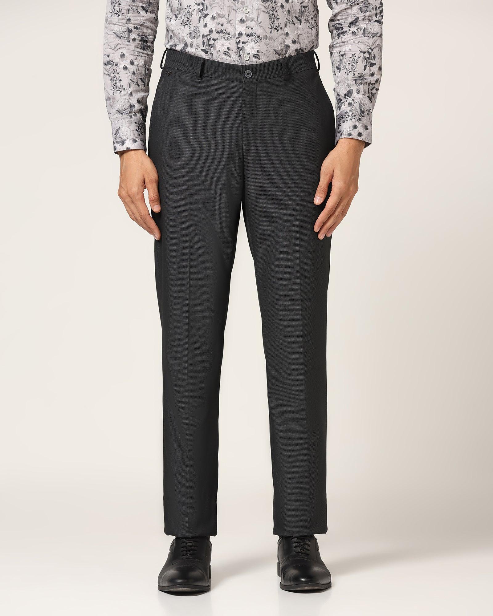 Straight B-90 Formal Black Textured Trouser - Luna - Blackberrys