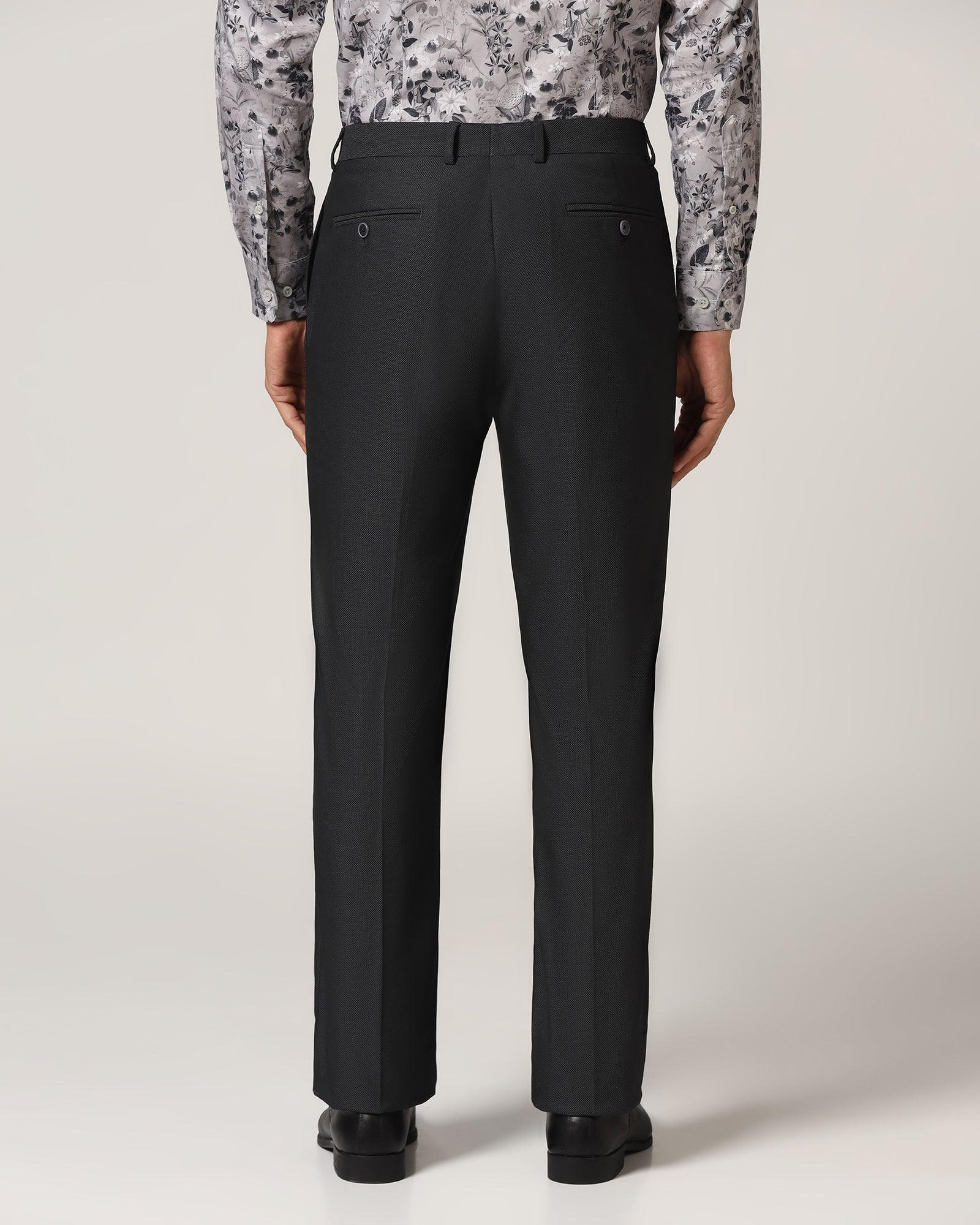 Straight B-90 Formal Black Textured Trouser - Luna - Blackberrys