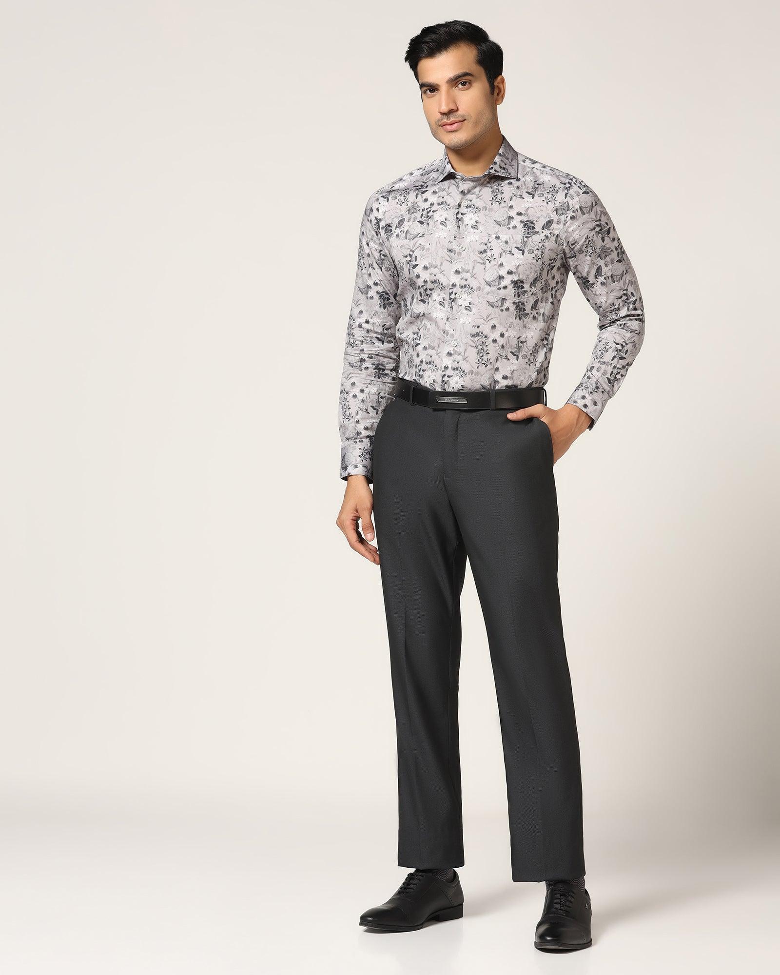Straight B-90 Formal Black Textured Trouser - Luna