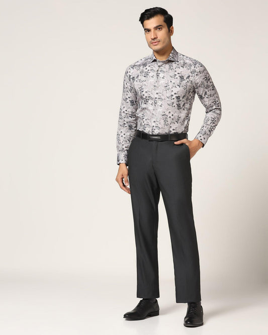 Straight B-90 Formal Black Textured Trouser - Luna