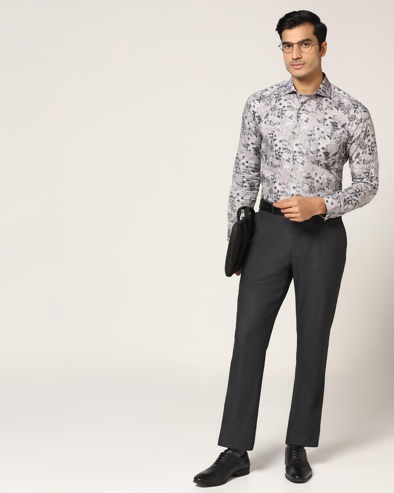 Straight B-90 Formal Black Textured Trouser - Luna - Blackberrys