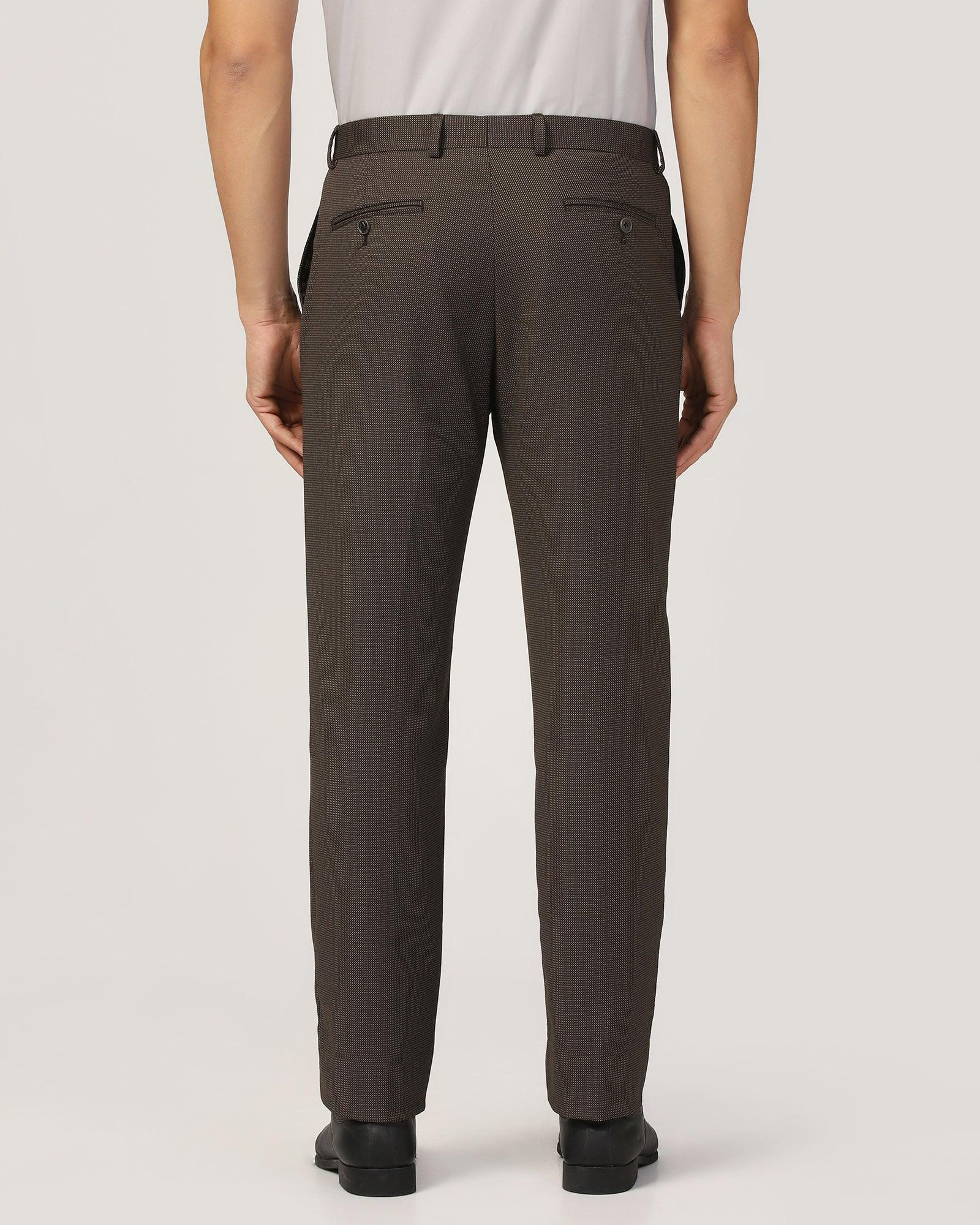 Straight B-90 Formal Brown Textured Trouser - Finess - Blackberrys
