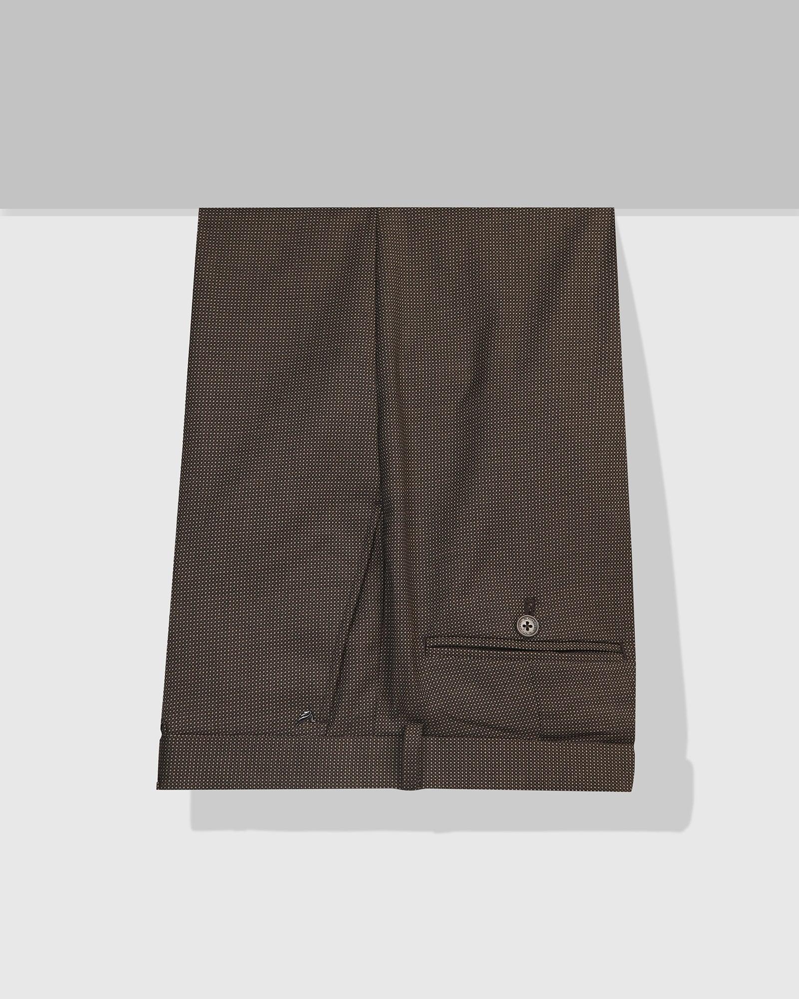 Straight B-90 Formal Brown Textured Trouser - Finess - Blackberrys