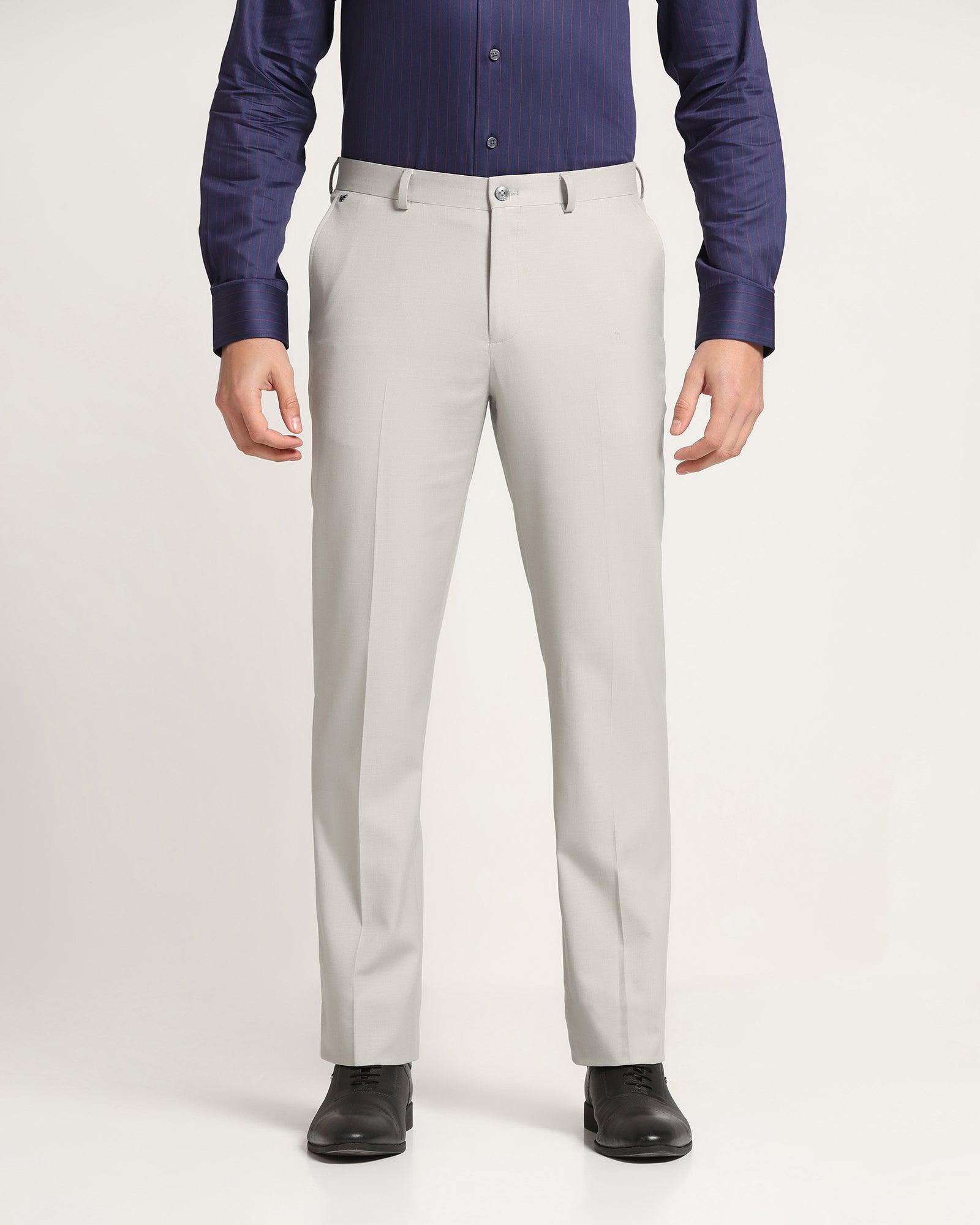 Straight B-90 Formal Grey Solid Trouser - Himalayan - Blackberrys