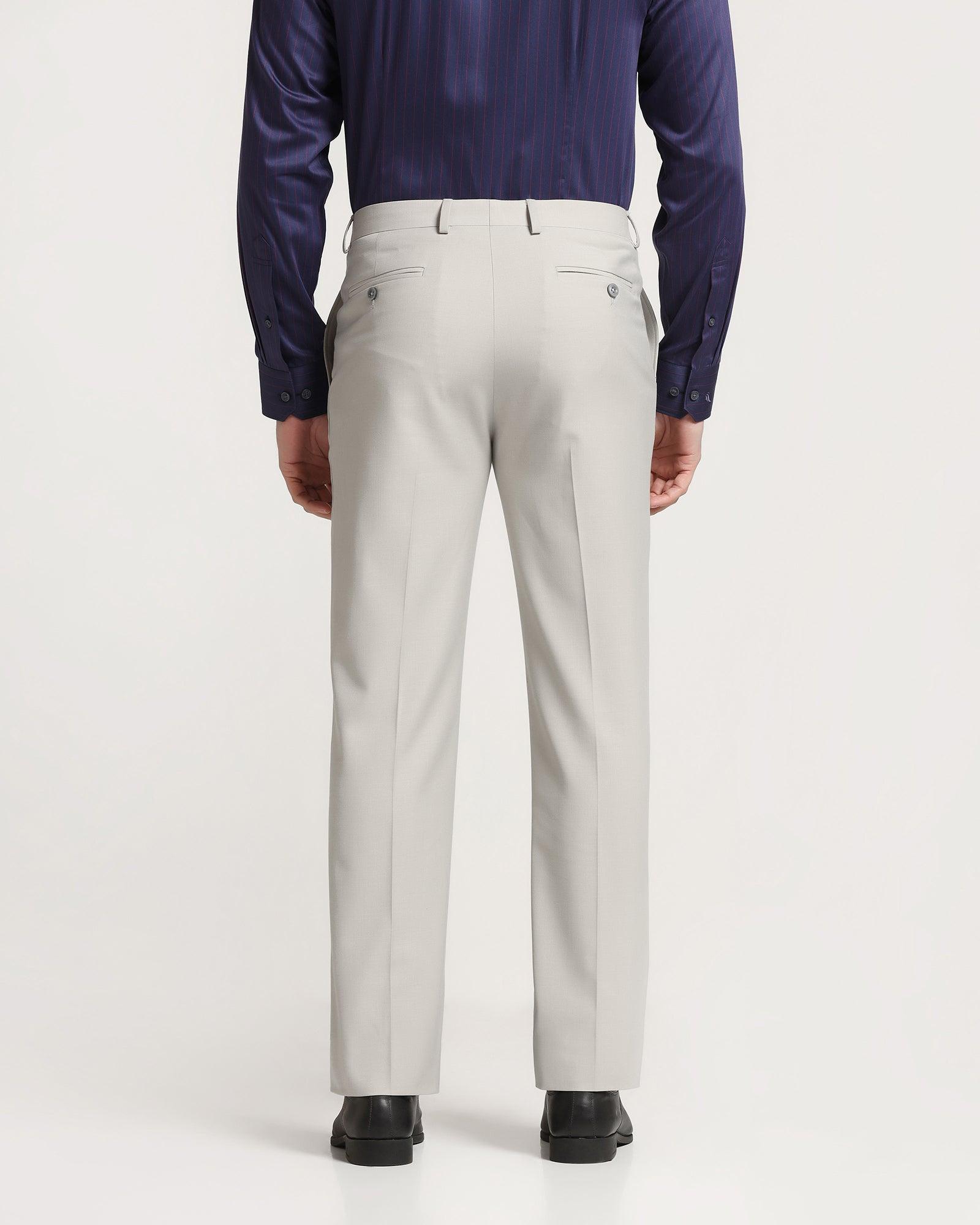 Straight B-90 Formal Grey Solid Trouser - Himalayan - Blackberrys