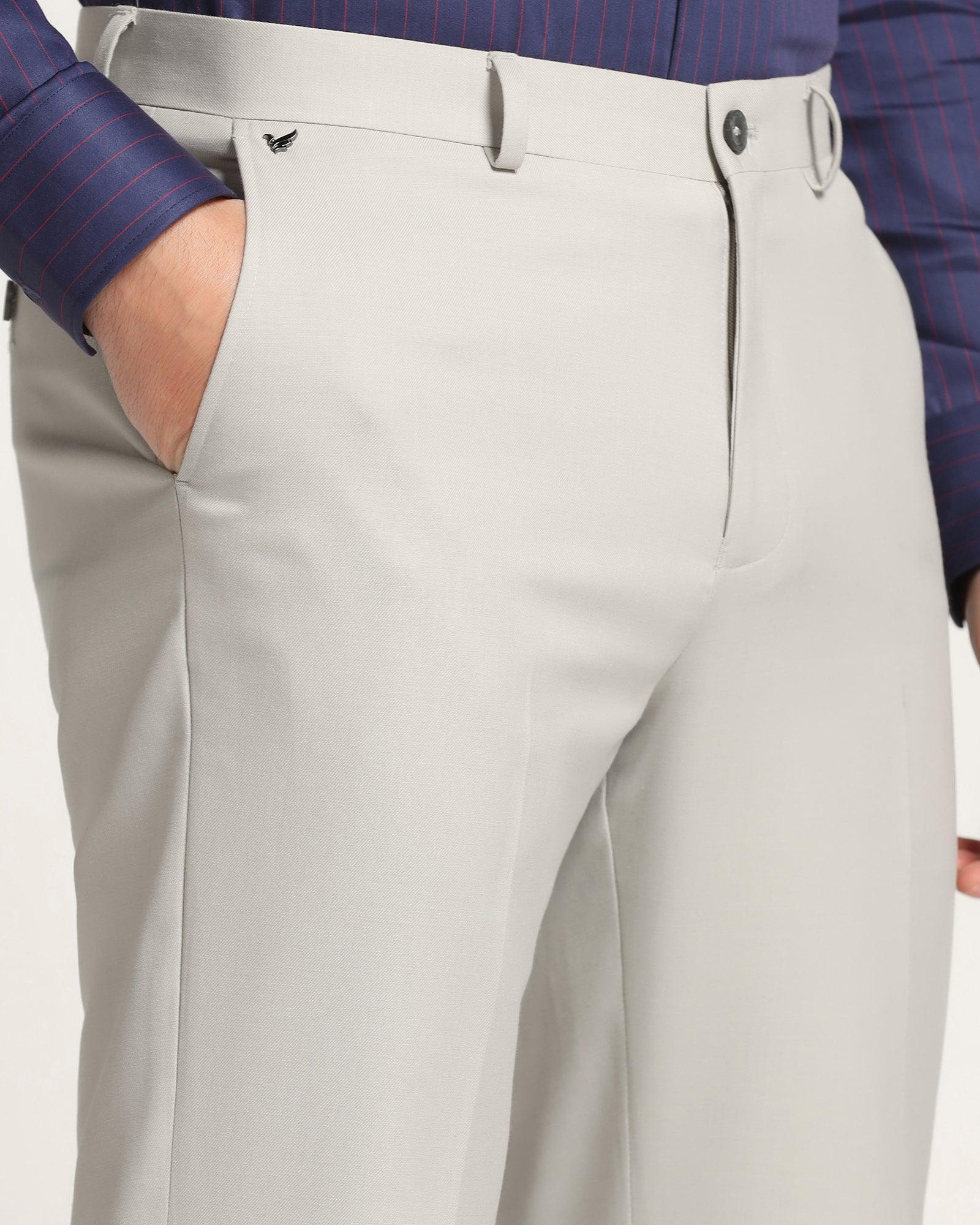 Straight B-90 Formal Grey Solid Trouser - Himalayan - Blackberrys