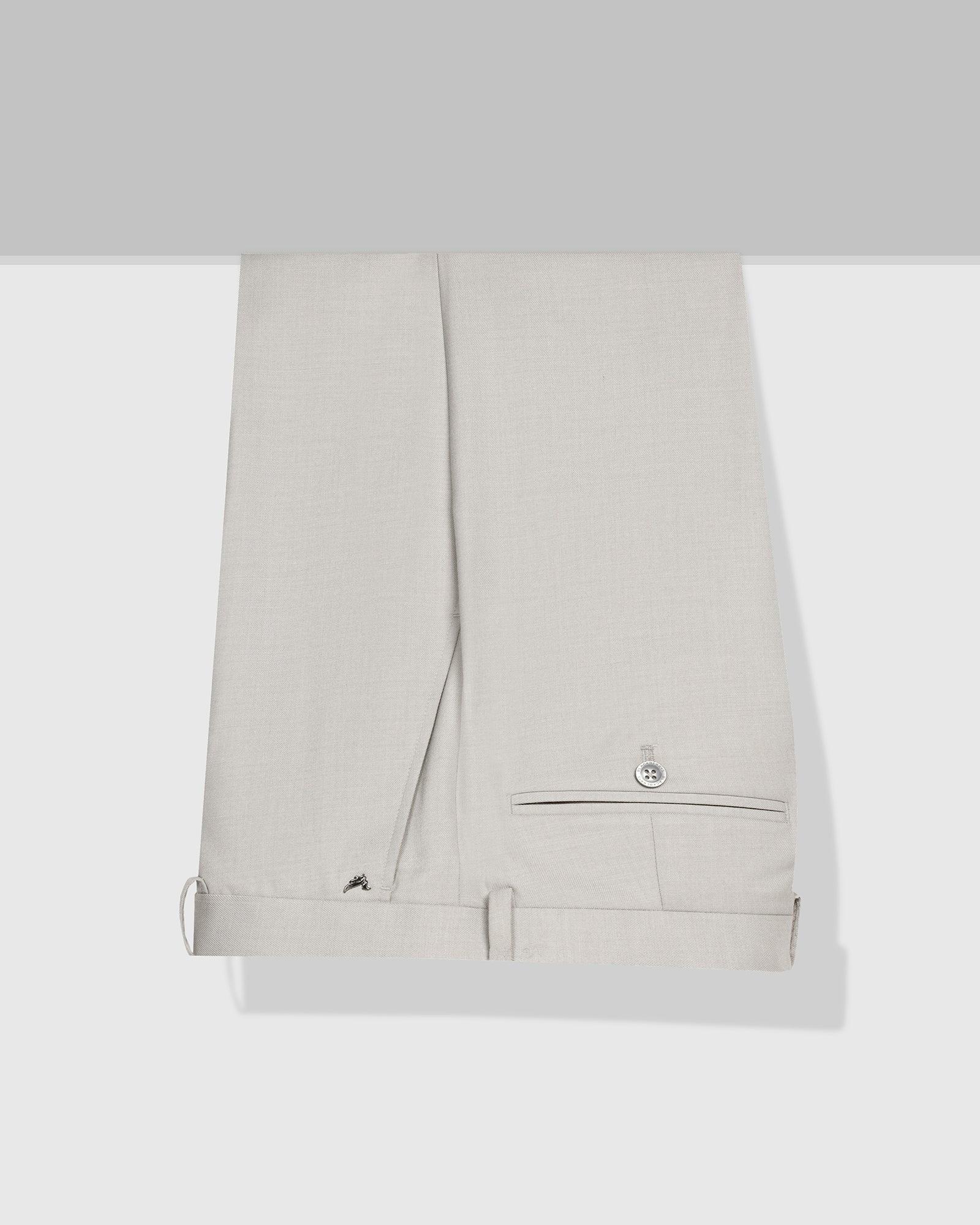 Straight B-90 Formal Grey Solid Trouser - Himalayan - Blackberrys