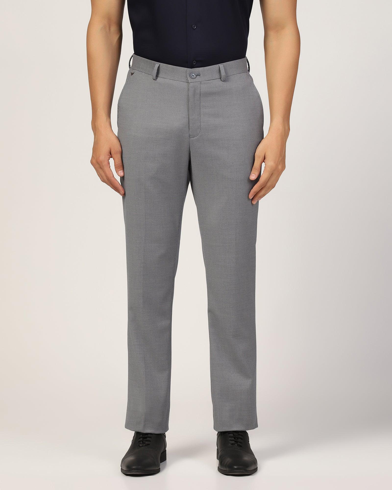 Straight B-90 Formal Grey Textured Trouser - Finess - Blackberrys