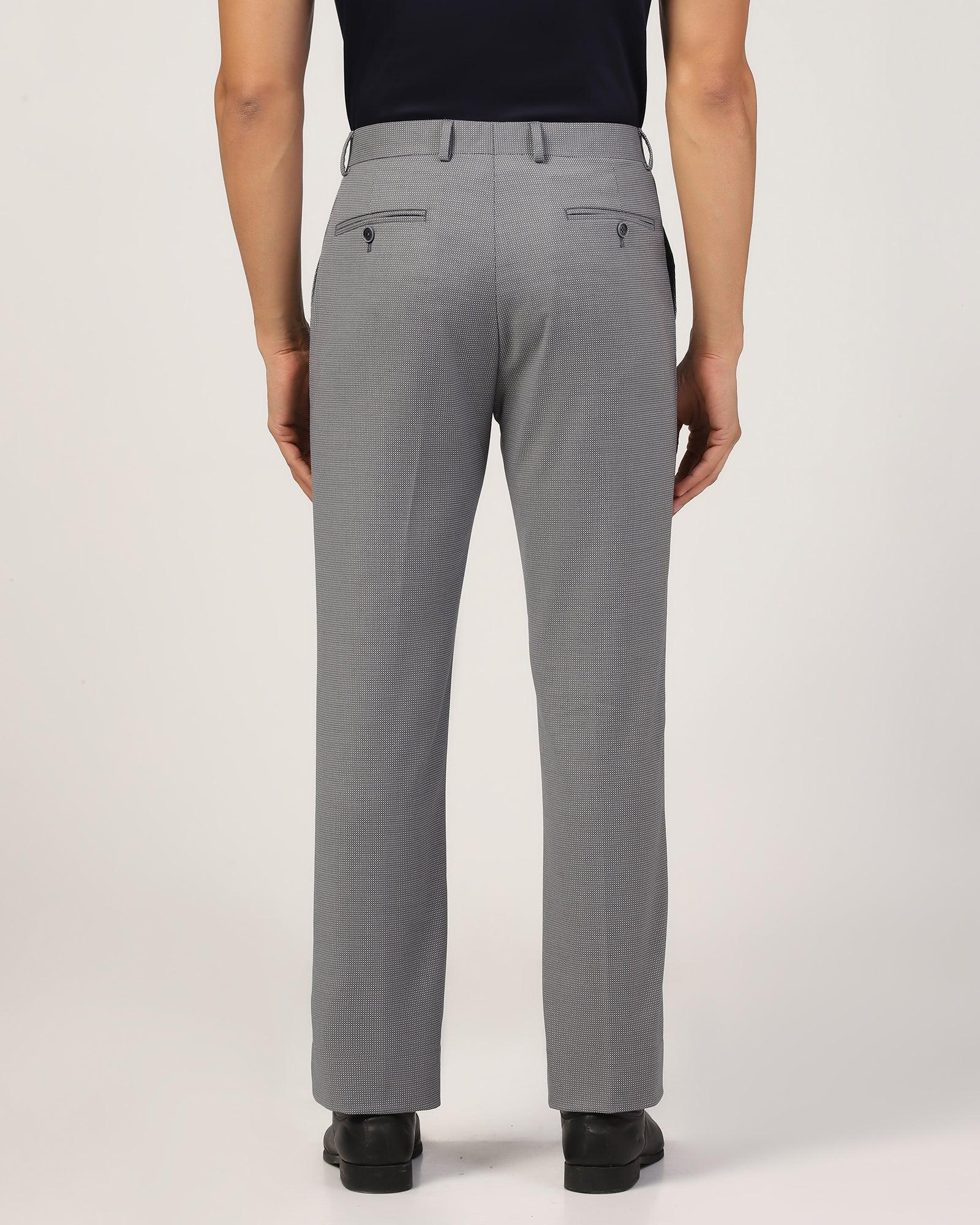 Straight B-90 Formal Grey Textured Trouser - Finess - Blackberrys