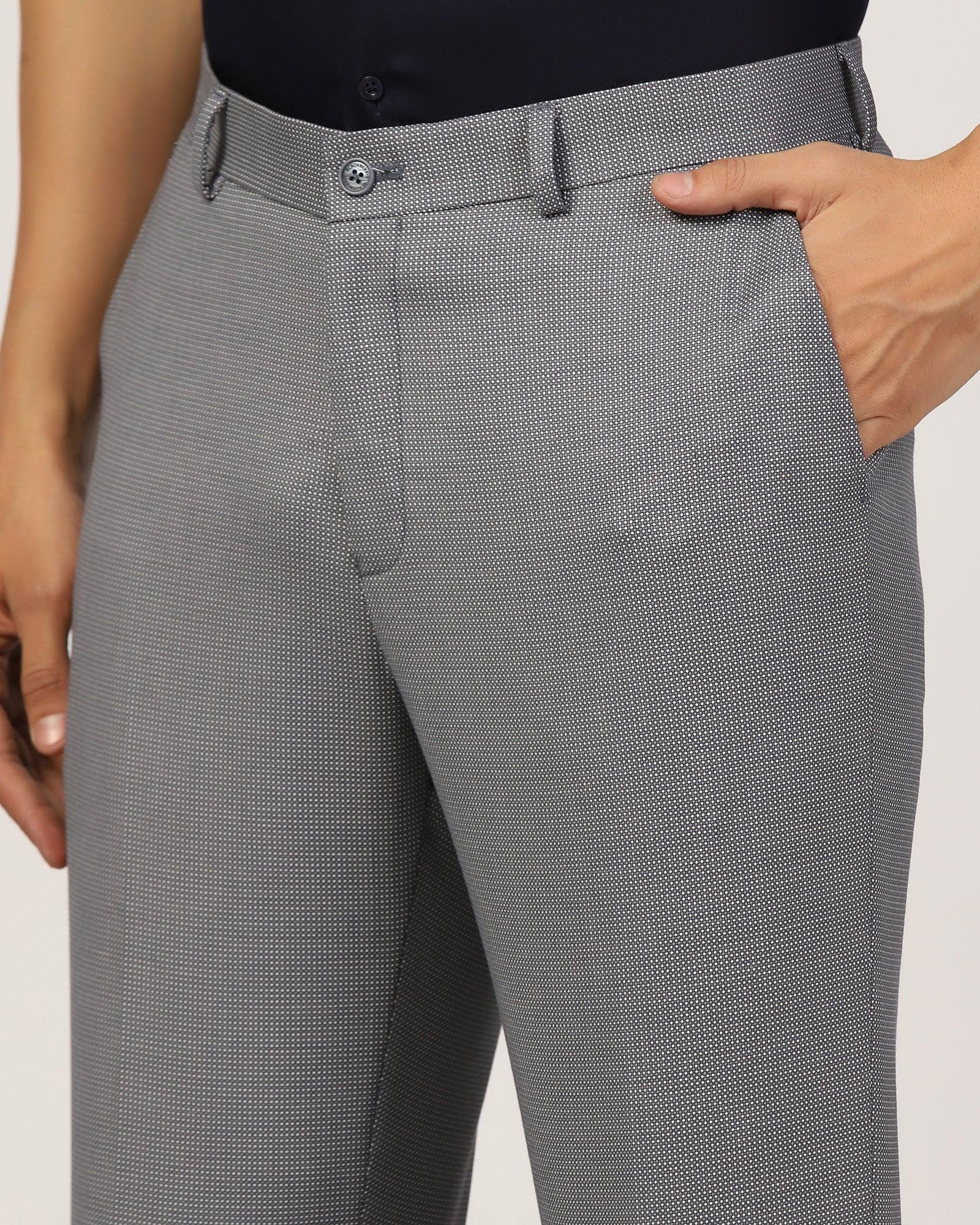 Straight B-90 Formal Grey Textured Trouser - Finess - Blackberrys