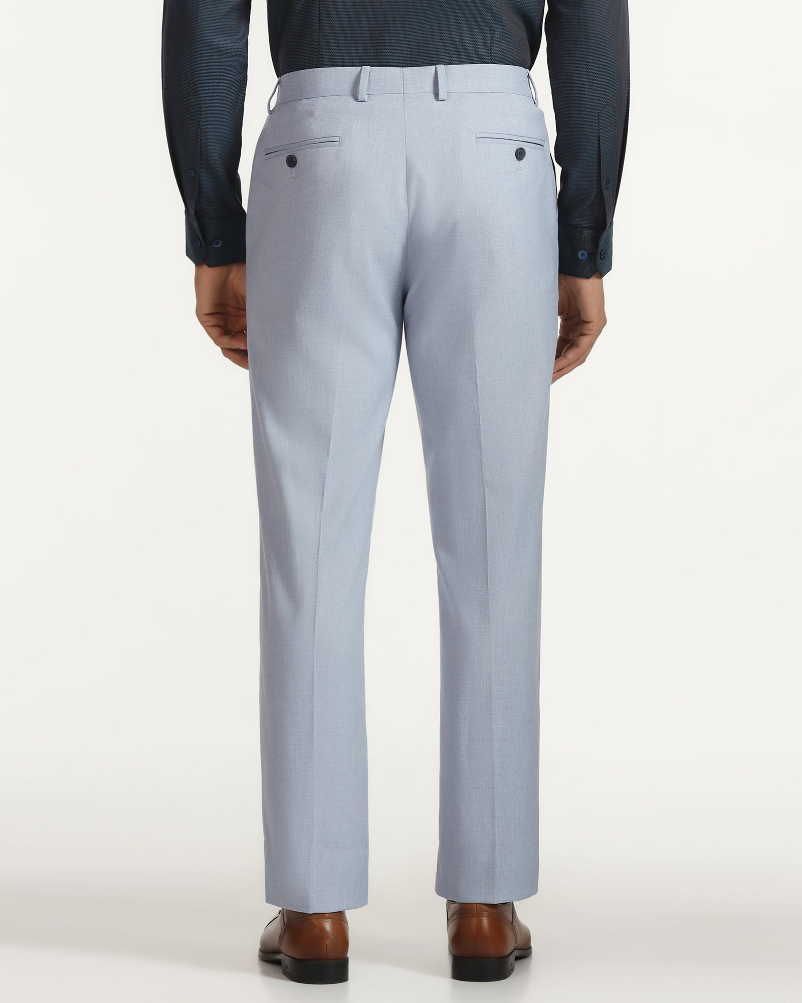 Straight B-90 Formal Light Blue Textured Trouser - musk