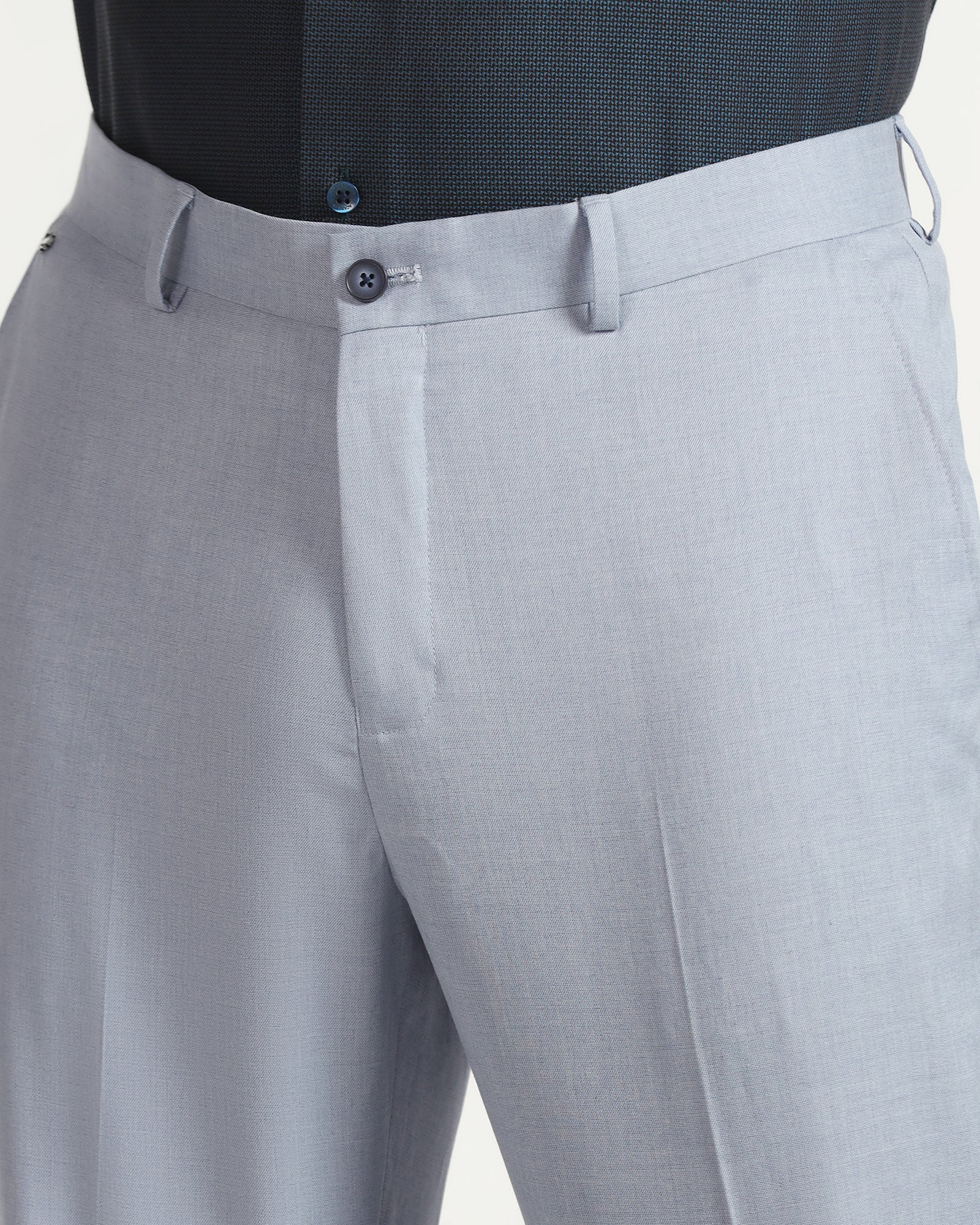 Straight B-90 Formal Light Blue Textured Trouser - musk