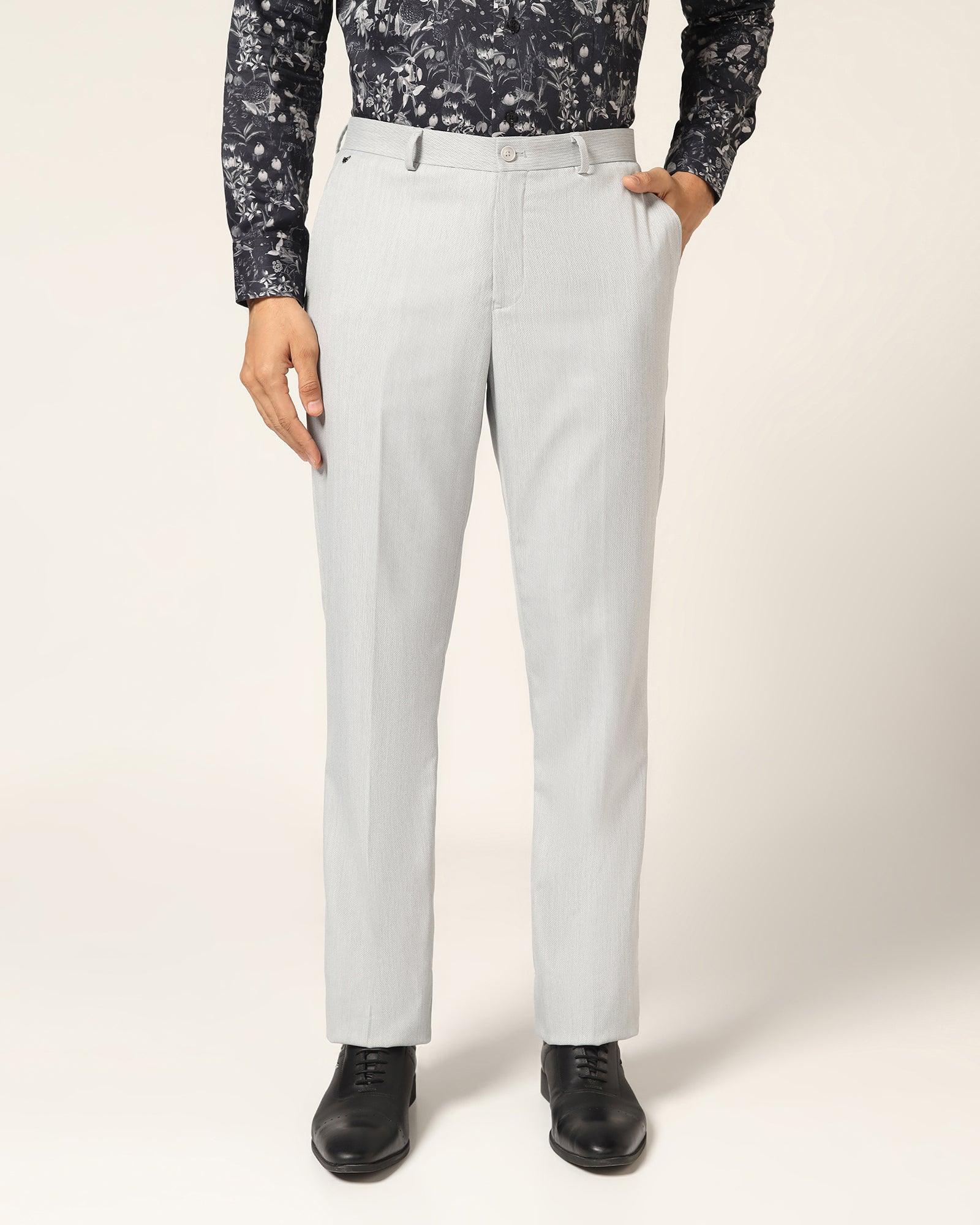 Straight B-90 Formal Light Grey Textured Trouser - Luna - Blackberrys