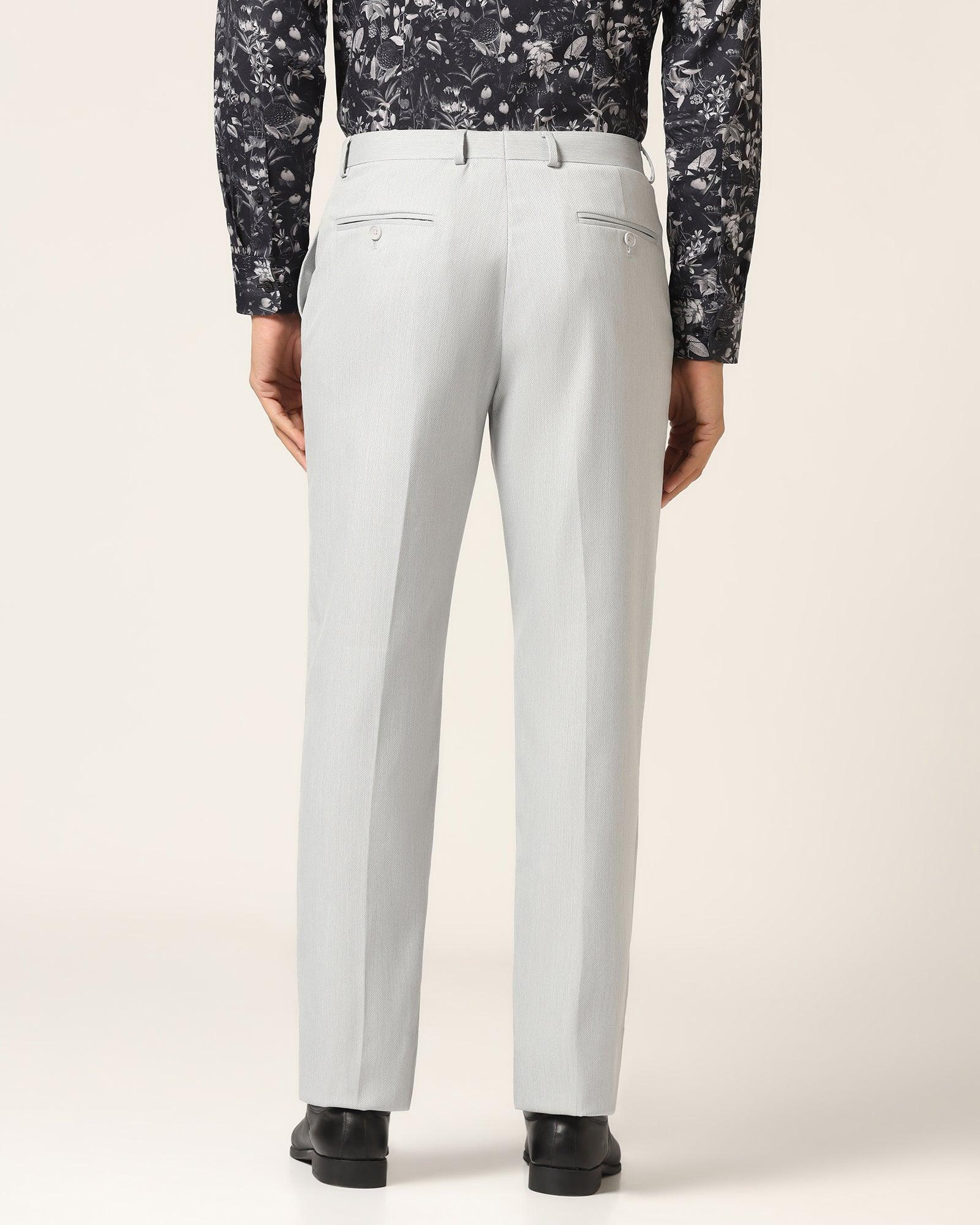 Straight B-90 Formal Light Grey Textured Trouser - Luna - Blackberrys