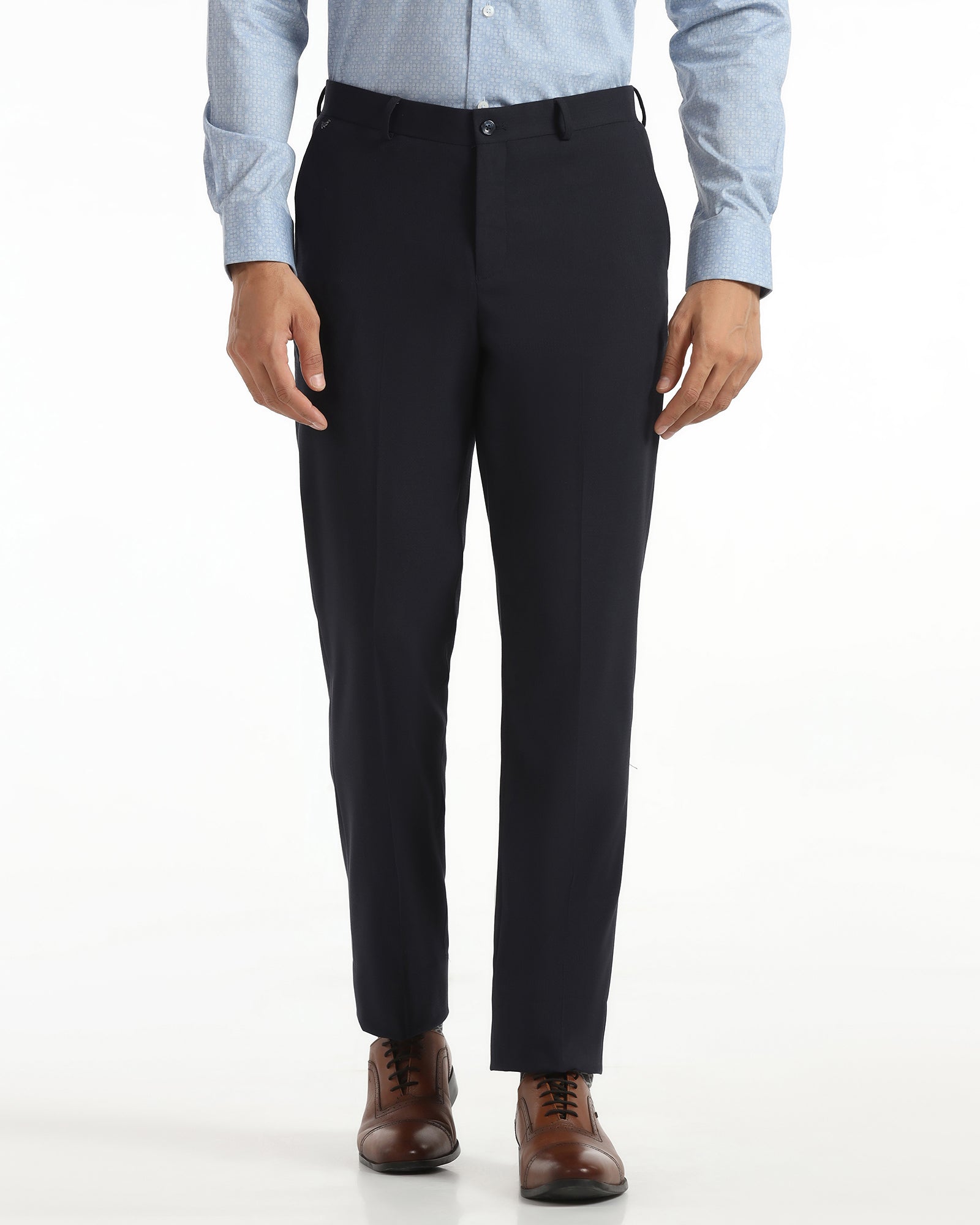 Straight B-90 Formal Navy Textured Trouser - Saint