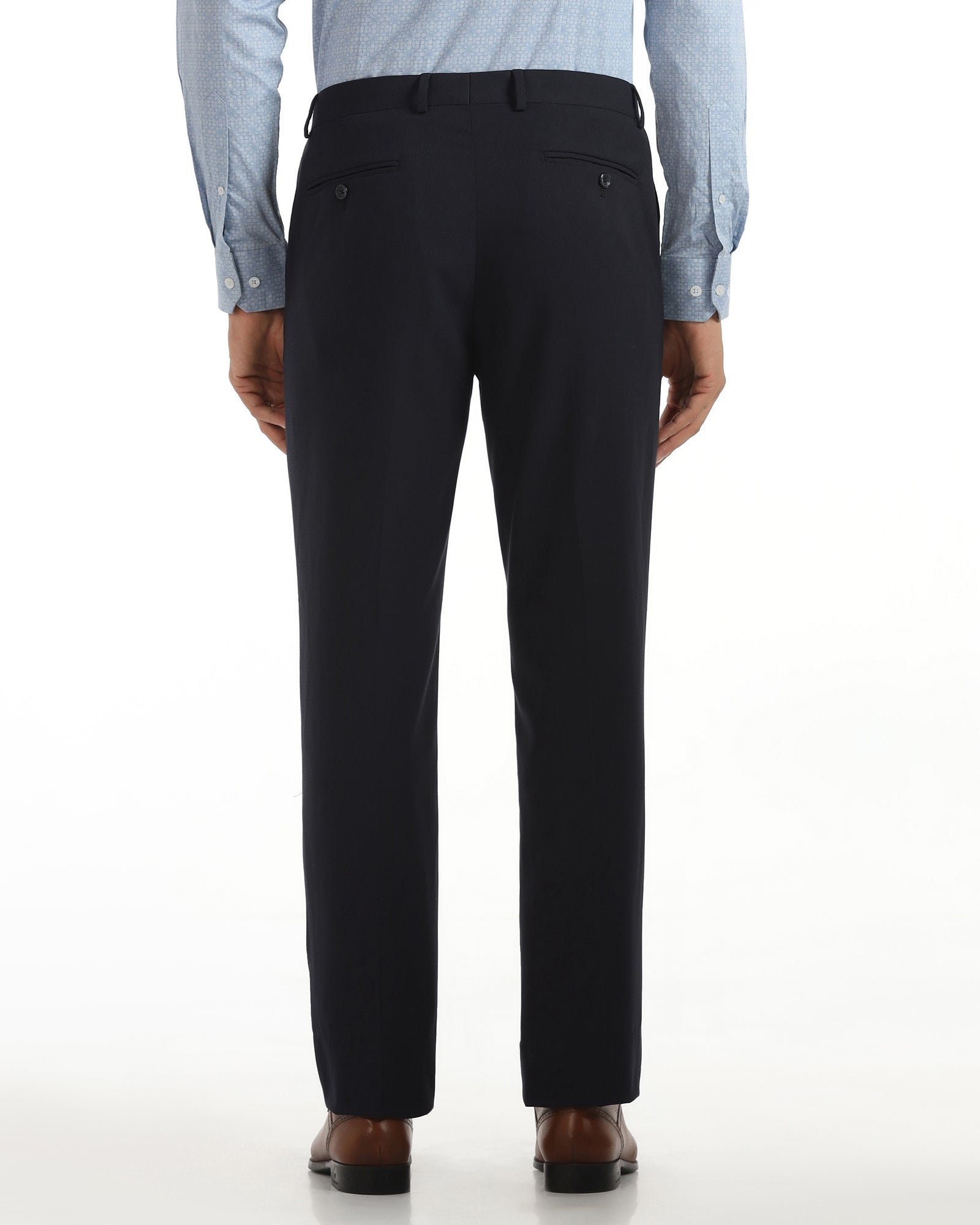 Straight B-90 Formal Navy Textured Trouser - Saint