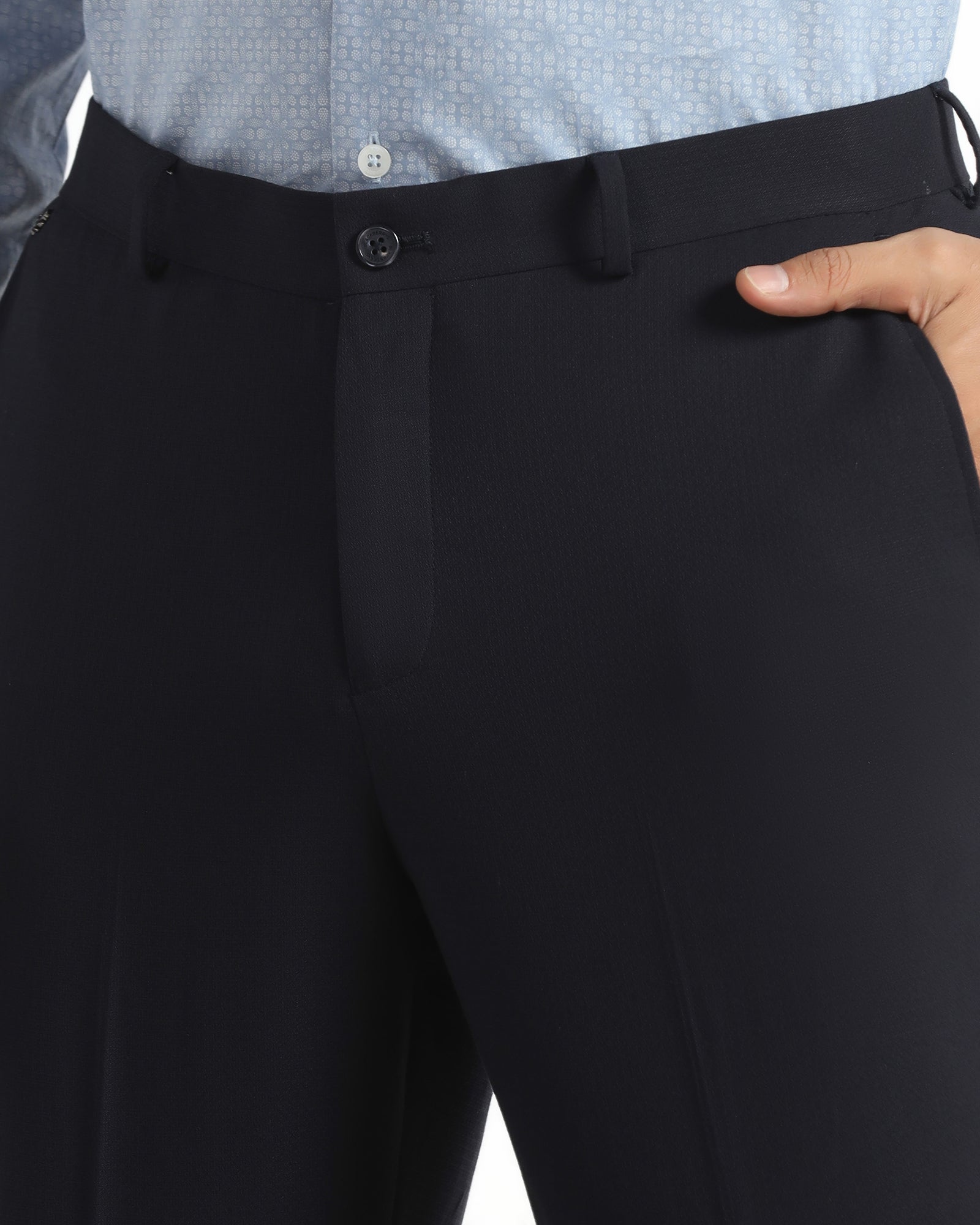 Straight B-90 Formal Navy Textured Trouser - Saint