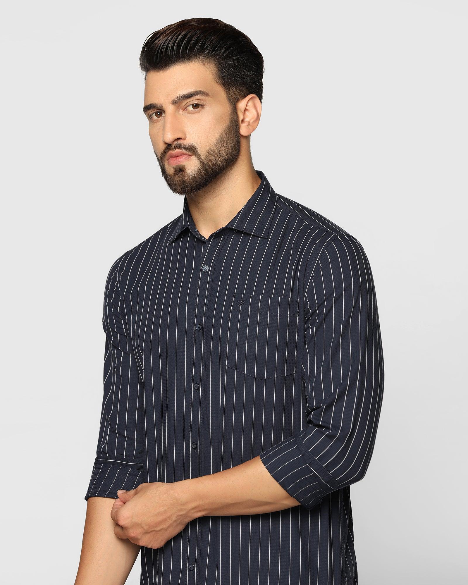 Stripe Casual Shirt In Navy (Congo) - Blackberrys