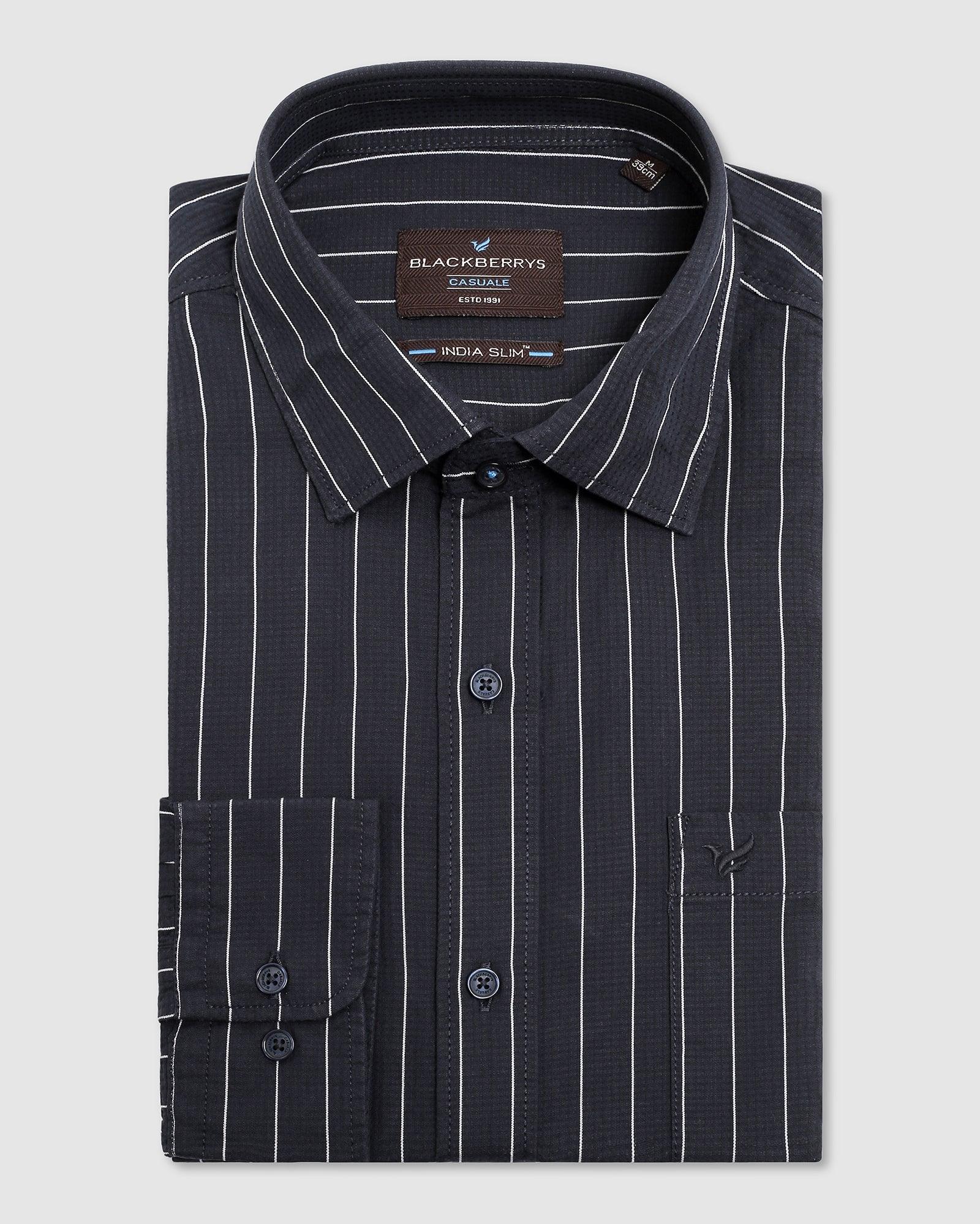 Stripe Casual Shirt In Navy (Congo) - Blackberrys