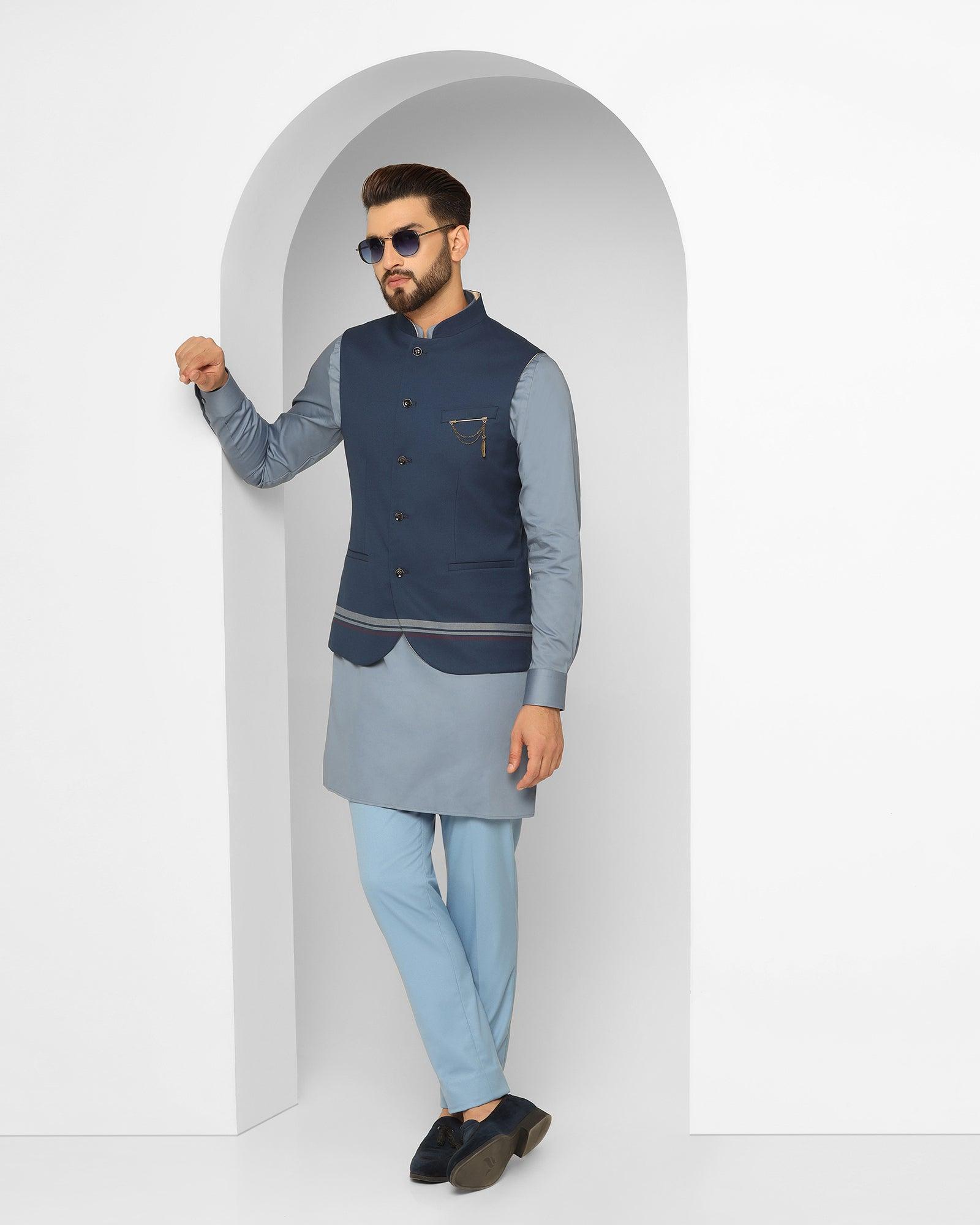 Ethnic 3 Pcs Suit In Navy (Enola) - Blackberrys