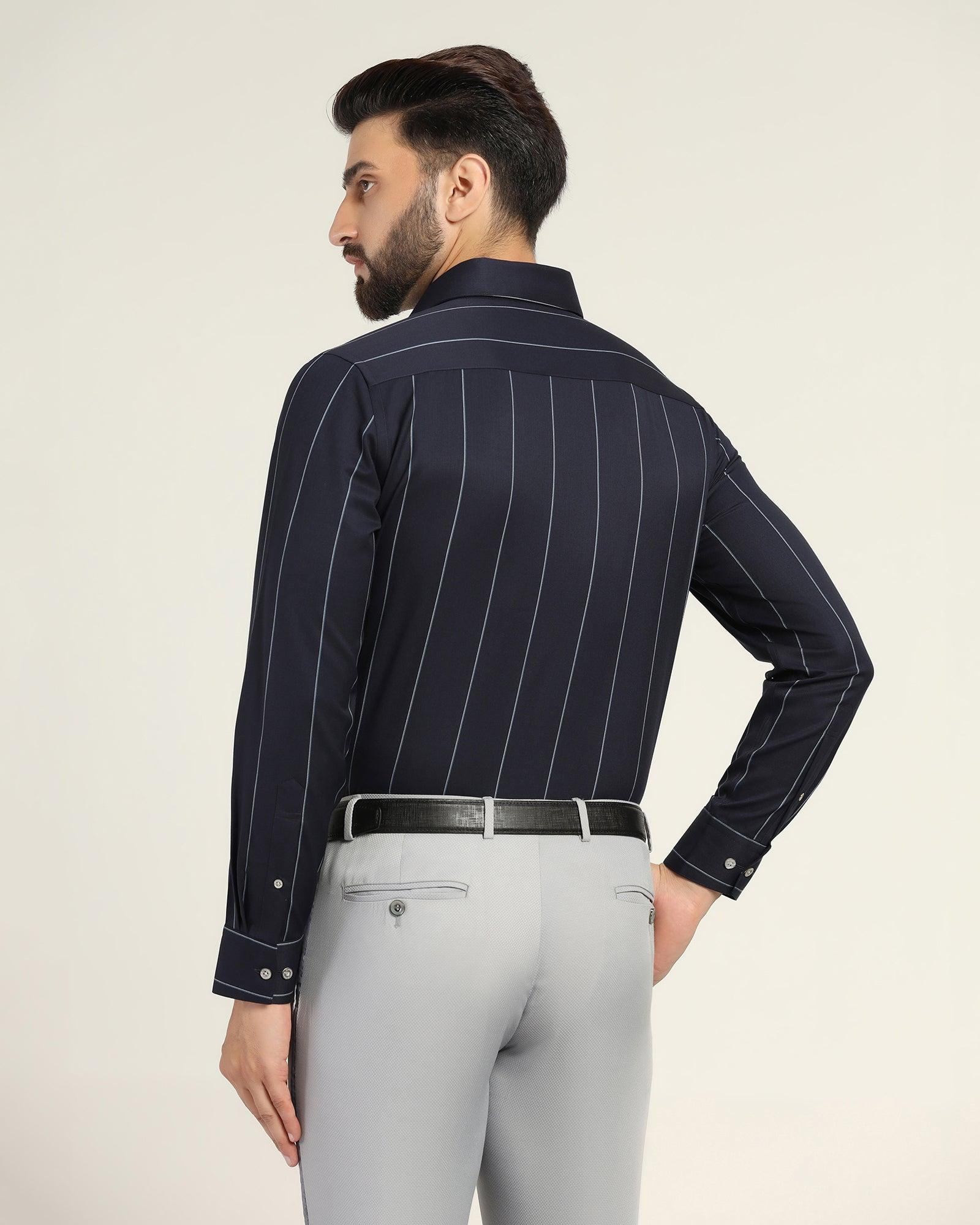 Stripe Formal Premium Shirt In Navy (Oswald) - Blackberrys