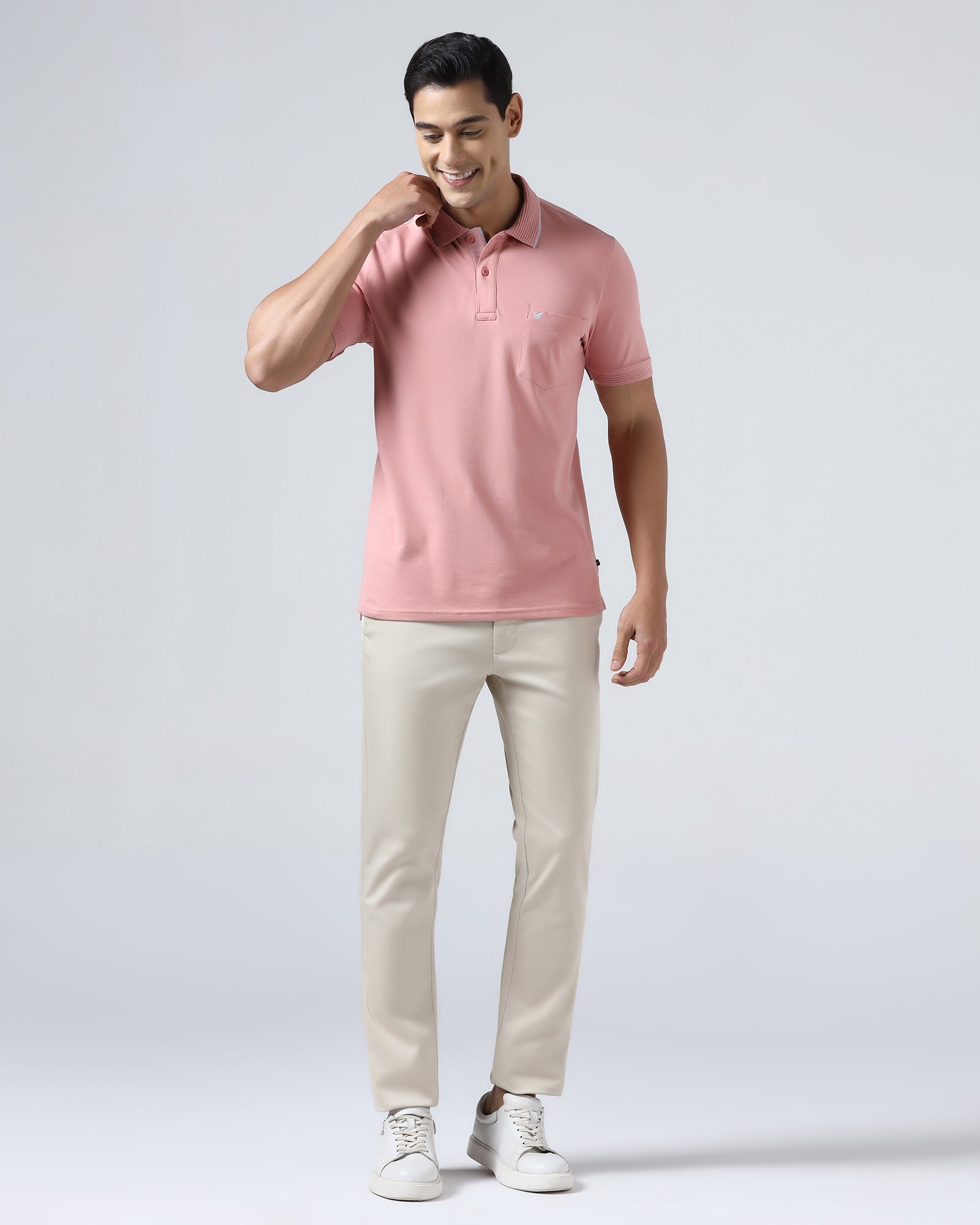 Summer Pink Solid Polo - Aesun