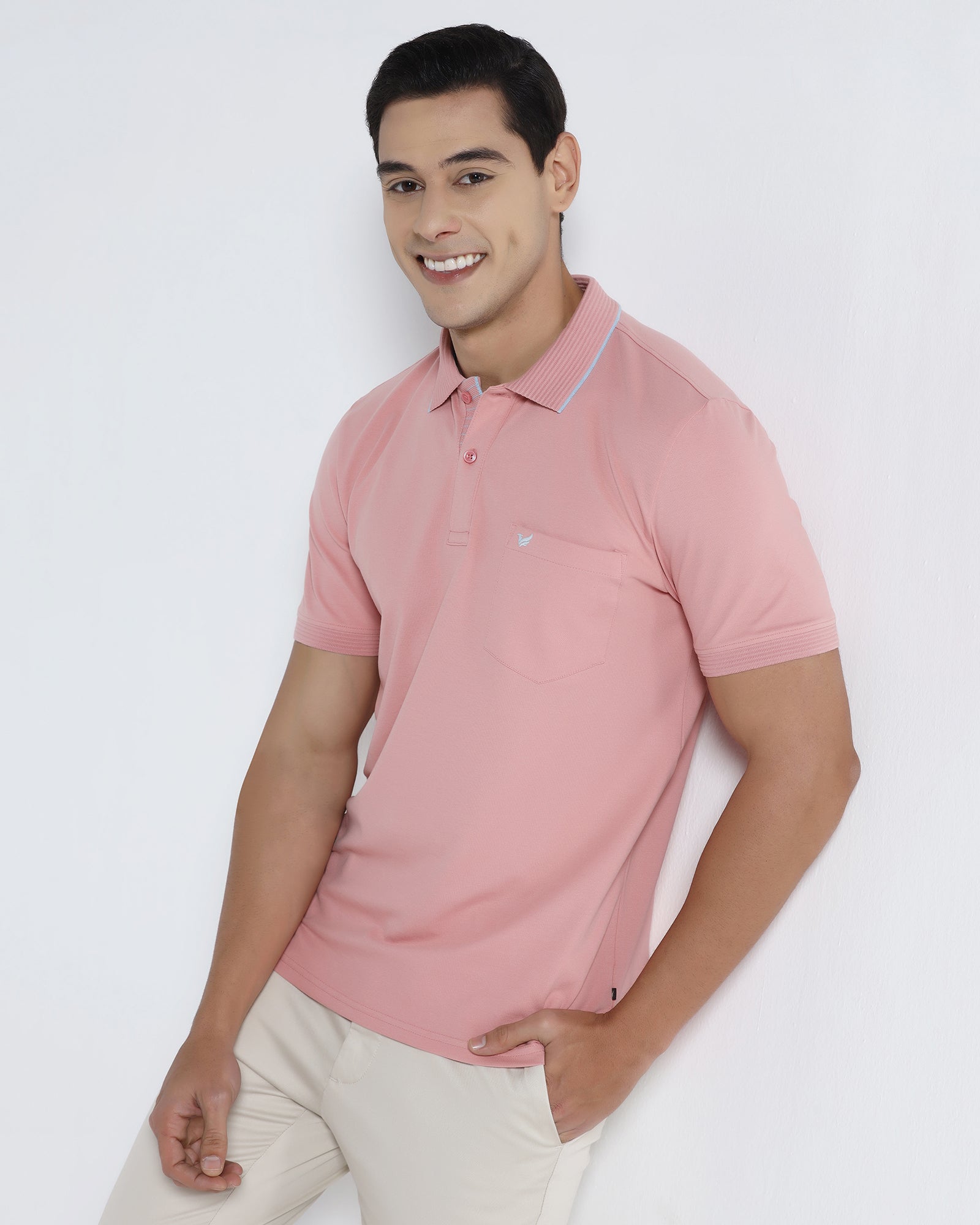 Summer Pink Solid Polo - Aesun