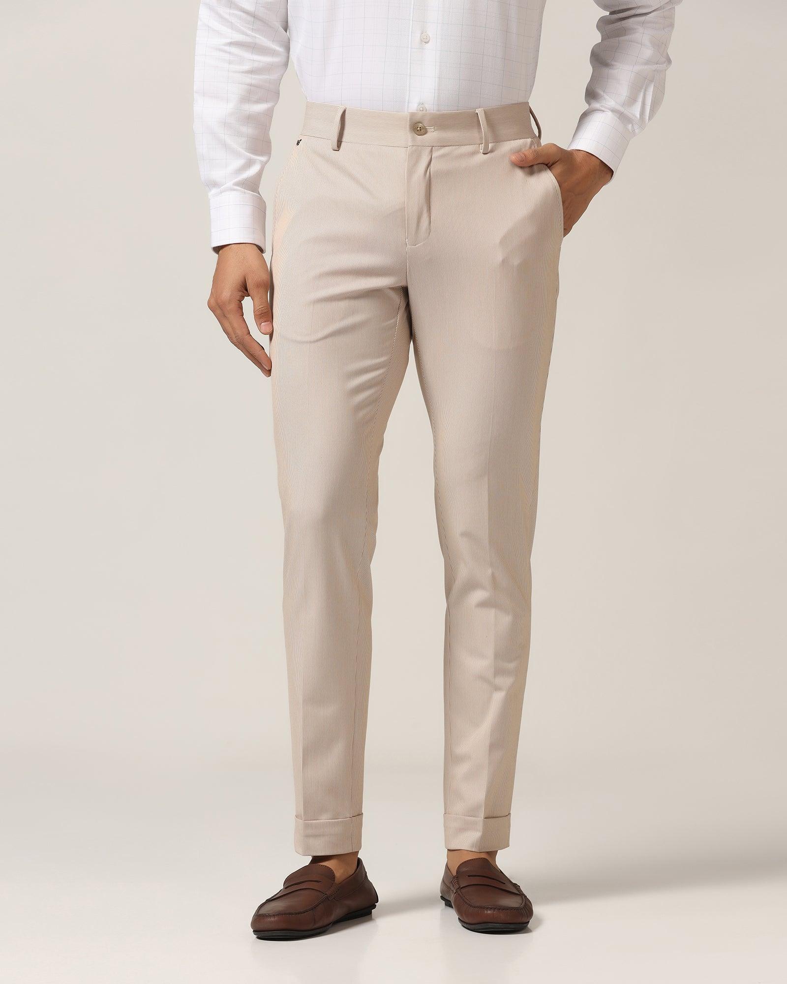 Super Slim Phoenix Formal Beige Stripe Trouser - Ninja - Blackberrys