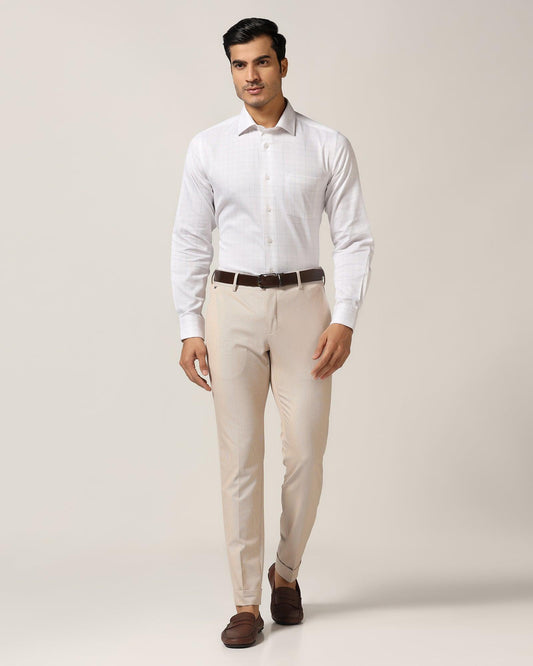 Super Slim Phoenix Formal Beige Stripe Trouser - Ninja