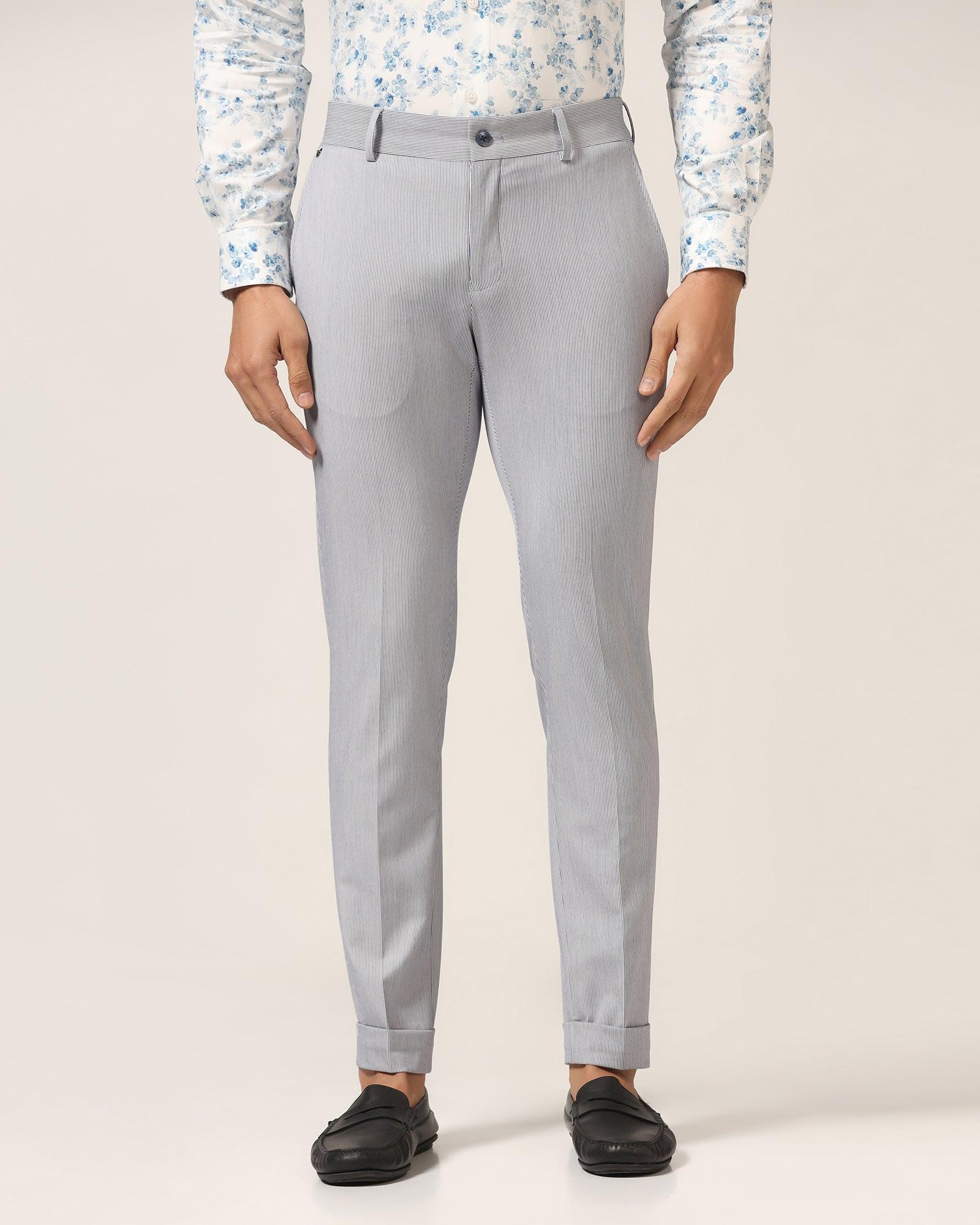 Super Slim Phoenix Formal Blue Stripe Trouser - Ninja - Blackberrys