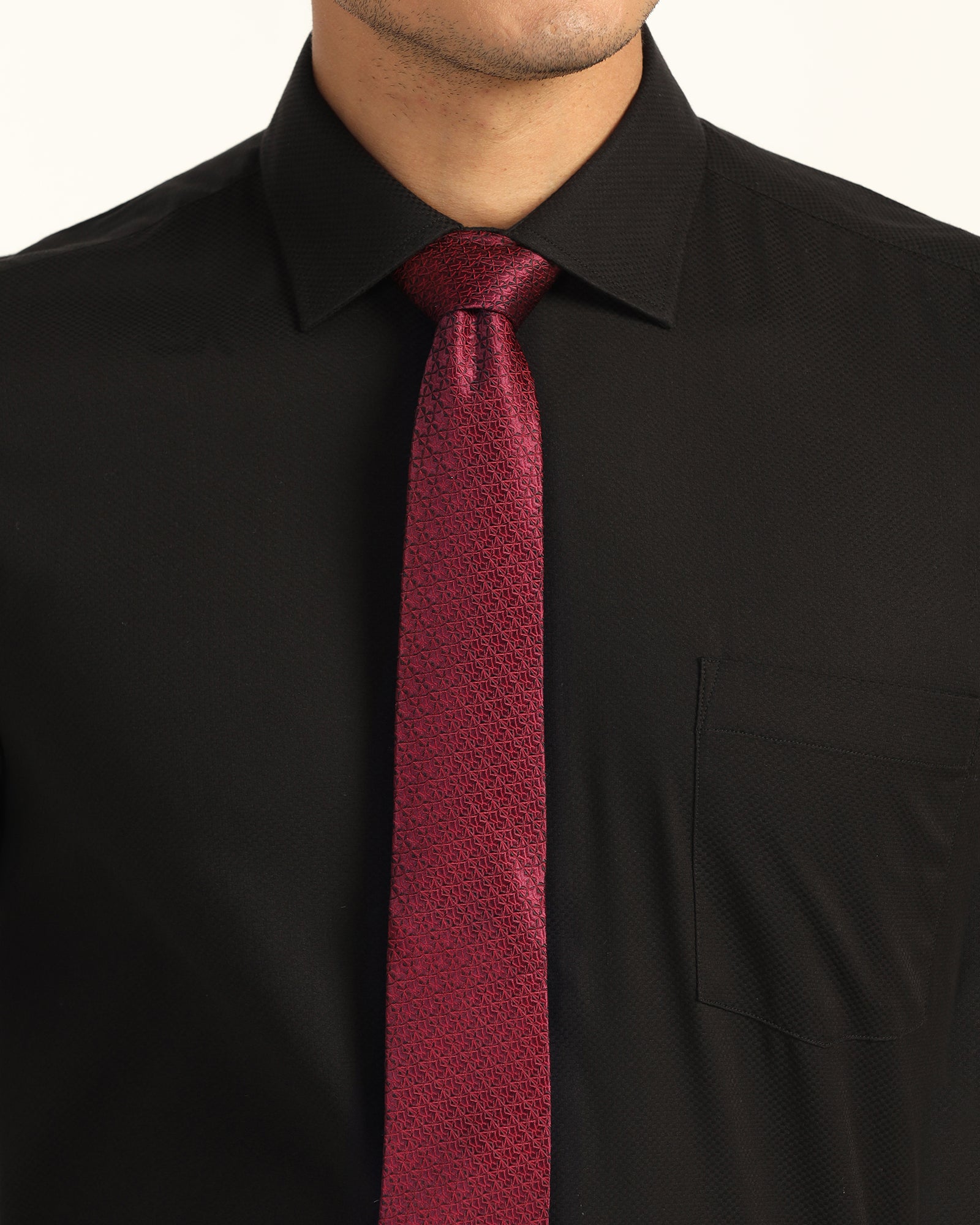 Silk Maroon Jacquard Tie - Vonn
