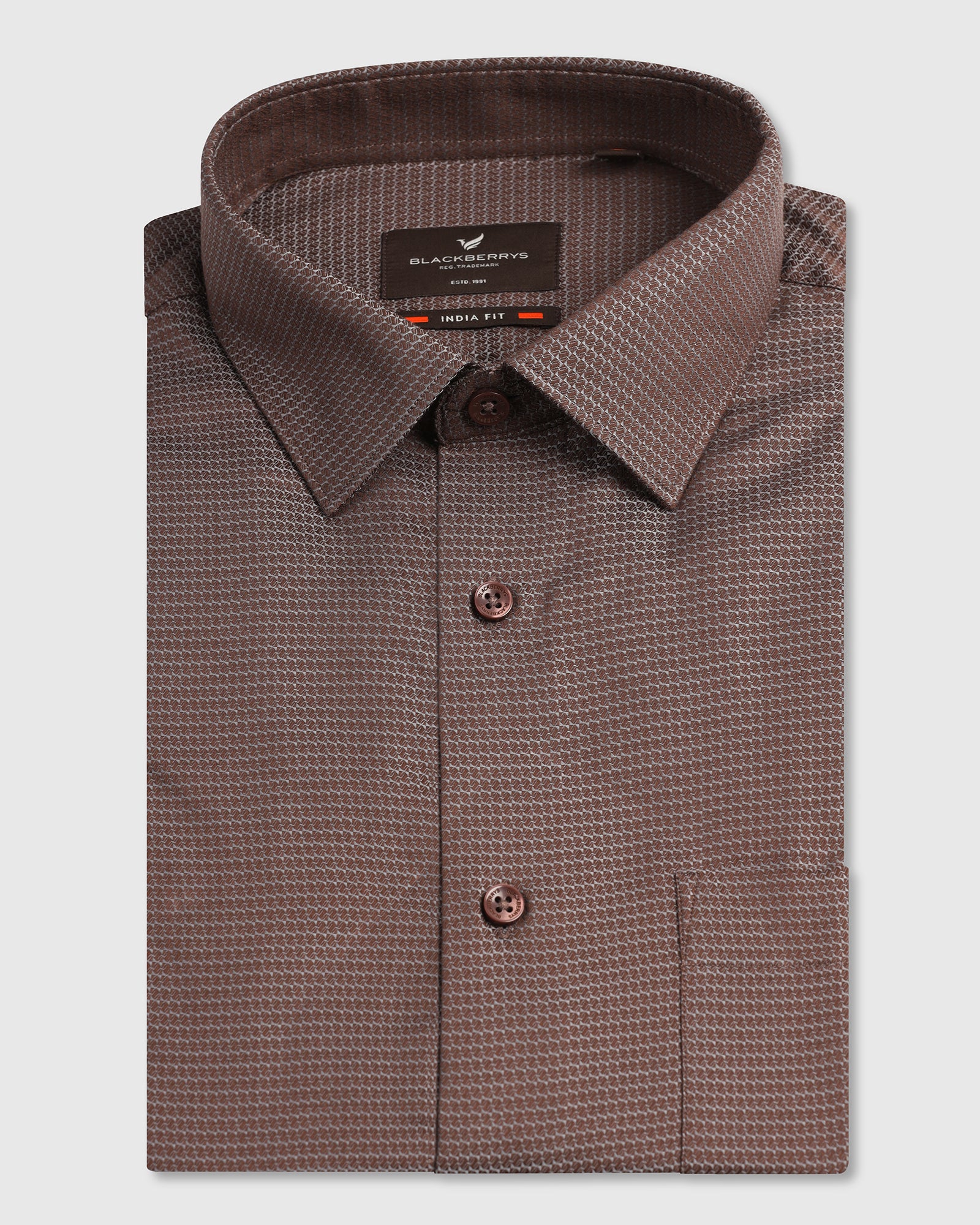 Tan Half Sleeve Textured Shirt - Recite
