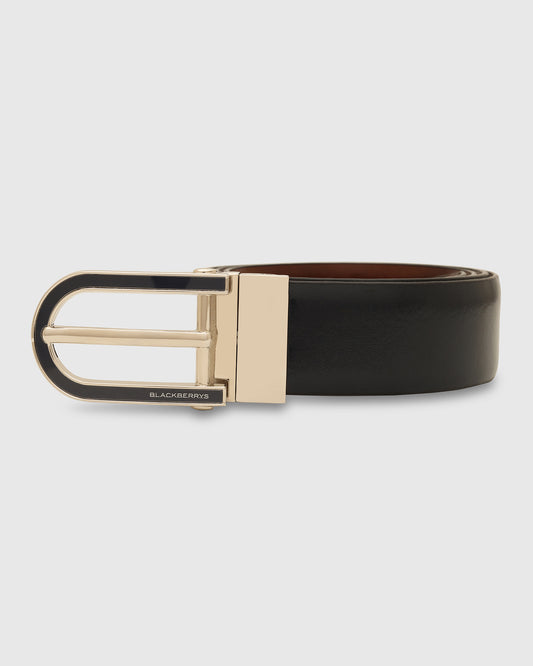 Leather Revesible Tan Navy Solid Belt - Wilton
