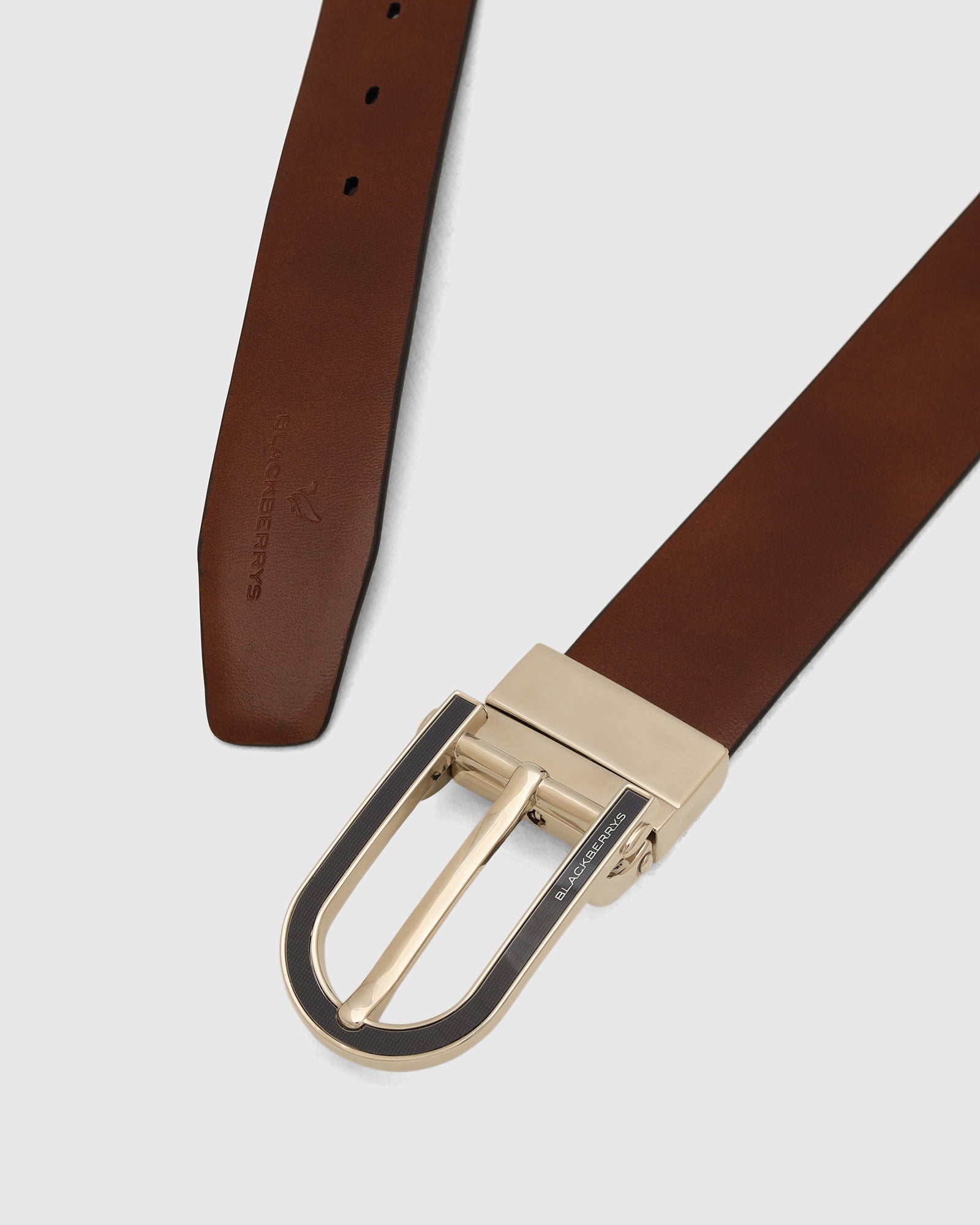 Leather Revesible Tan Navy Solid Belt - Wilton