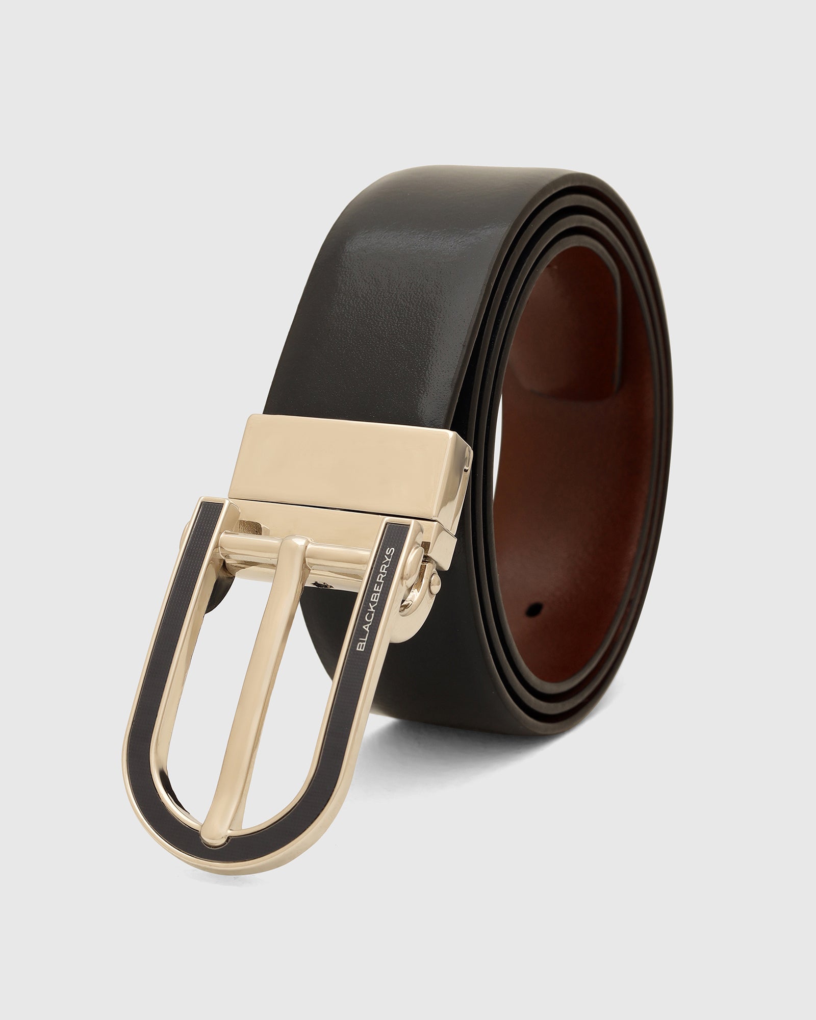 Leather Revesible Tan Navy Solid Belt - Wilton